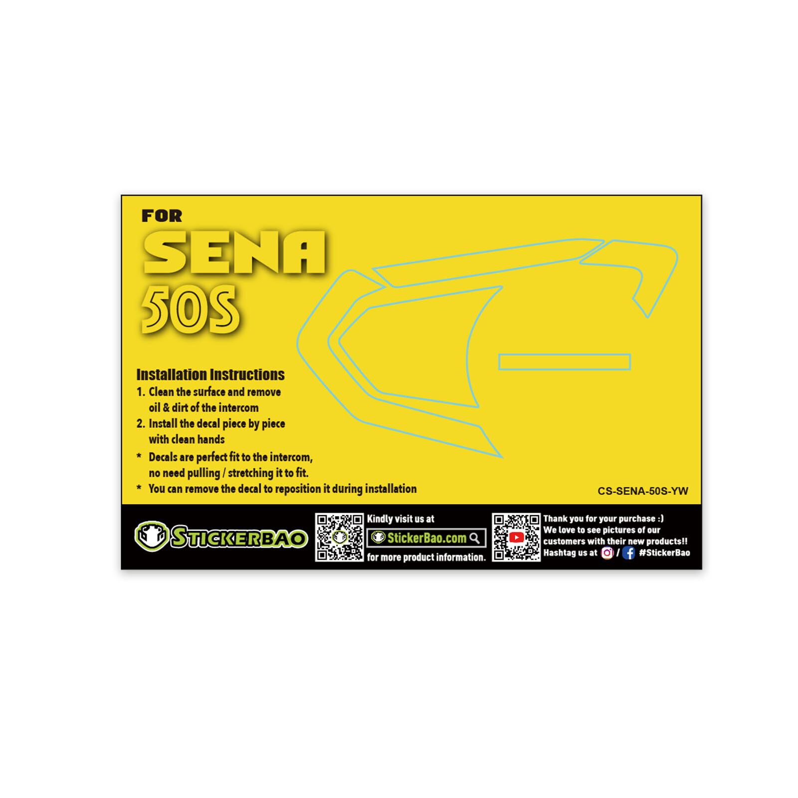 Yellow Device Surface Sticker For SENA 50S Intercom x1