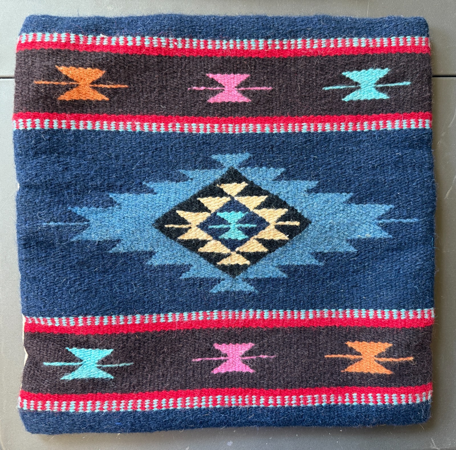 Southwest Style Pillow Cover (16x16 insert NOT included) Primary Blue Design