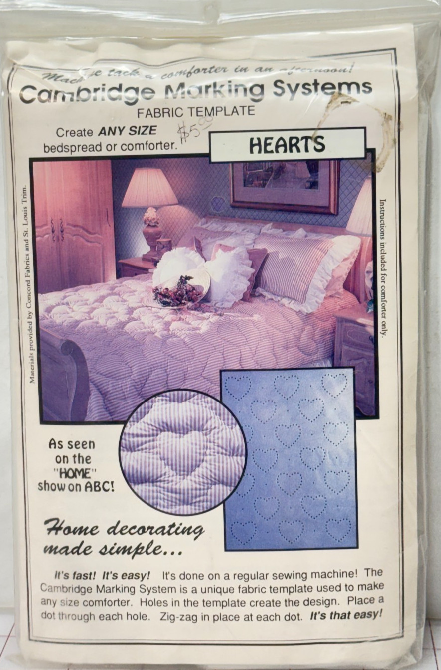 Cambridge Marking Systems - Fabric Template (Hearts) - New