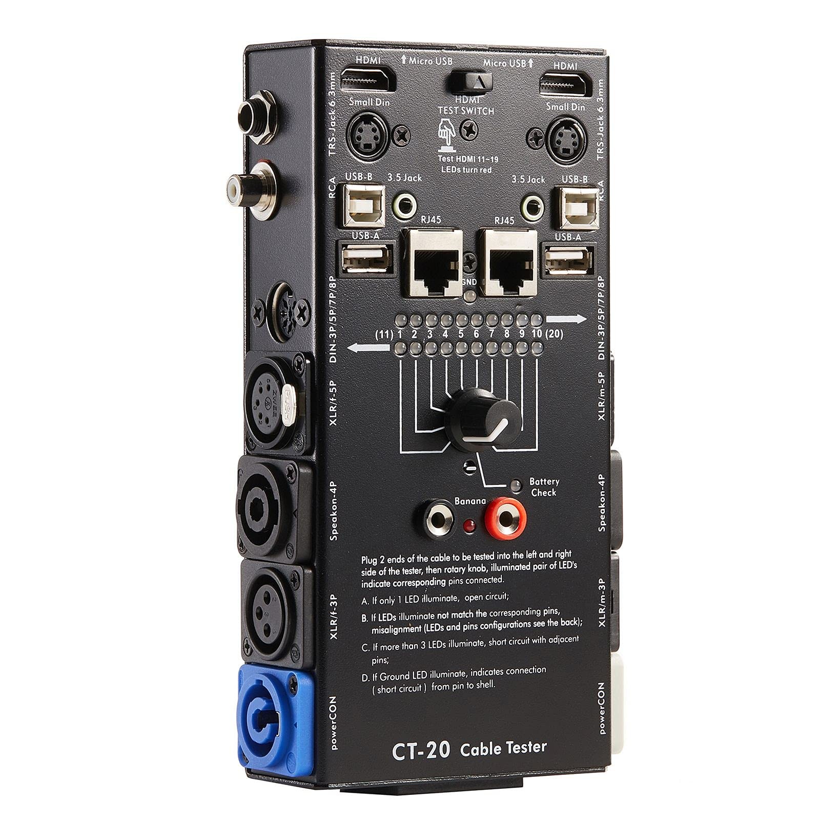 MFL. 15-Plug Audio Cable Tester Line Finder Black 78.57 cubic inches,