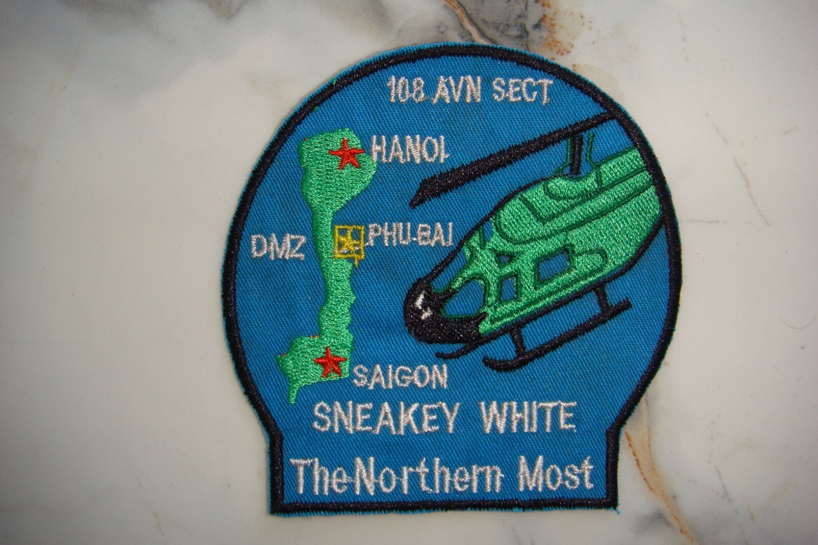 US 108th ARTILLERY GROUP THE NORTHERN MOST-SNEAKEY WHITE, VIETNAM WAR PATCH