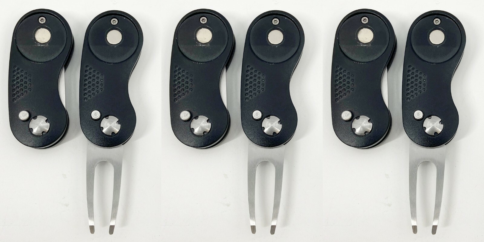3 BLACK Magnetic GOLF SWITCHBLADE DIVOT REPAIR TOOL BULK LOT