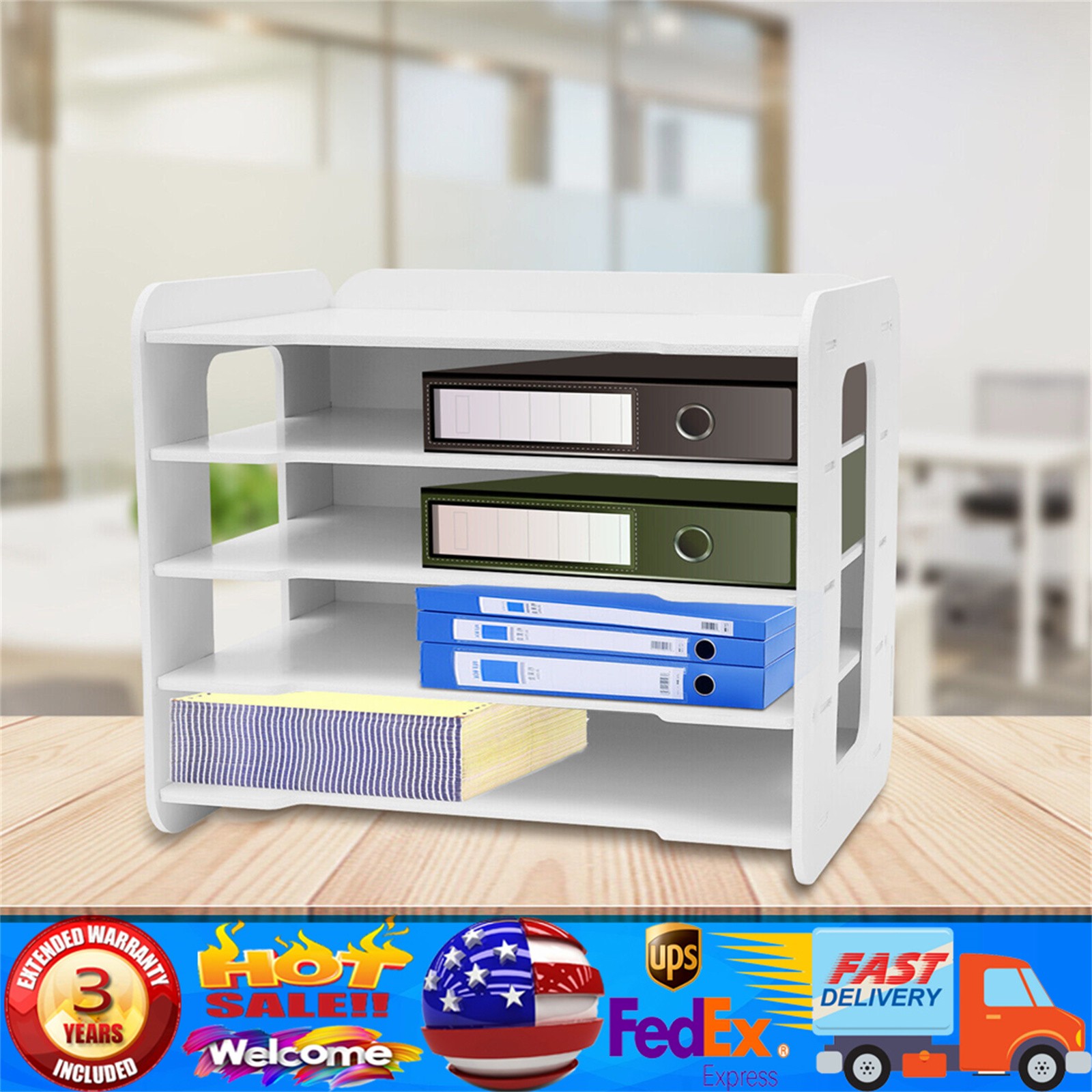 Stackable File Organizer Tray Desk Desktop Paper Document Tray Holder 5 Tiers