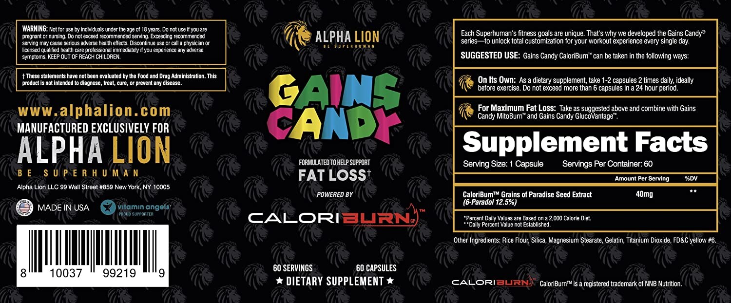Alpha Lion Gains Candy CaloriBurn Performance/Endurance 60 Capsules