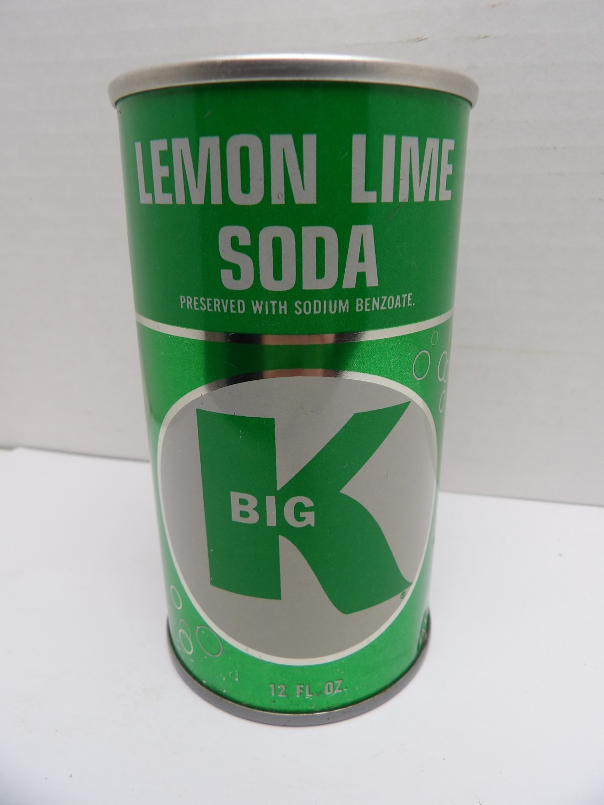 BIG K LEMON LIME STRAIGHT STEEL FAN TAB SODA POP CAN CINCINNATI OHIO 45201