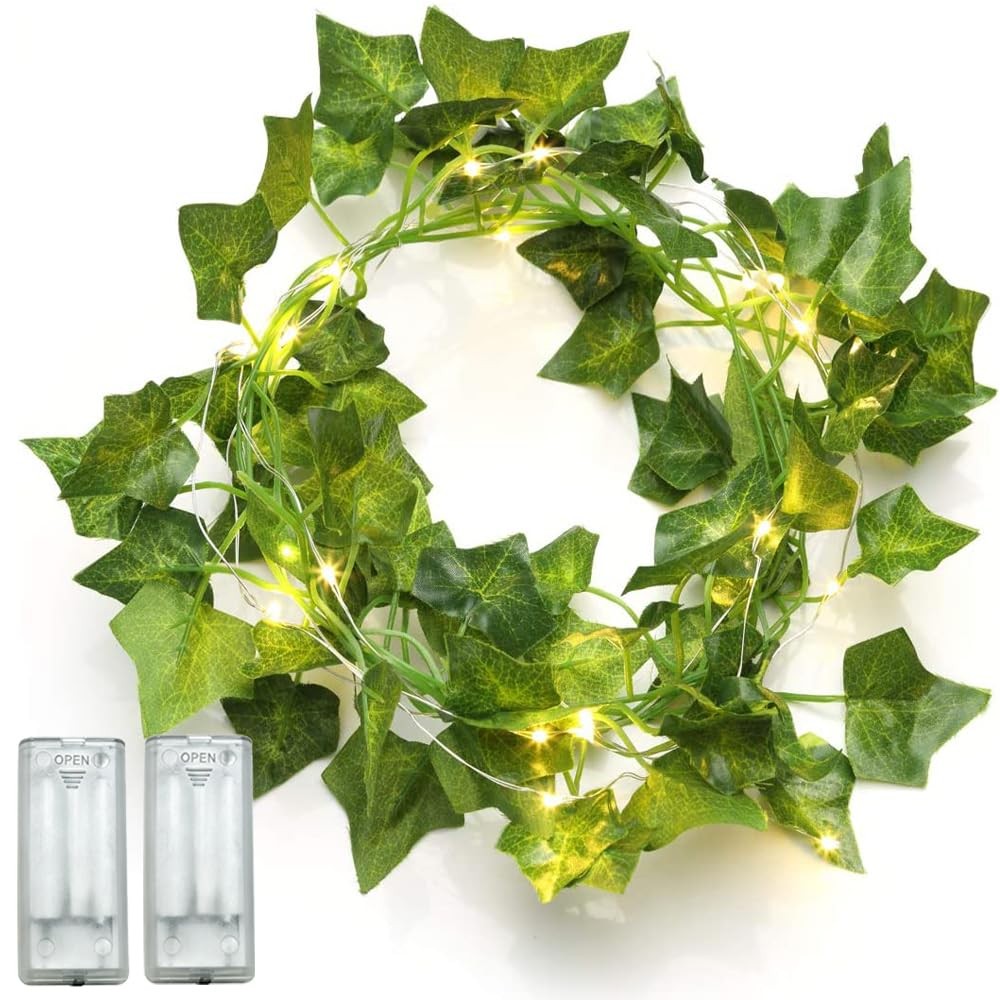 Fielegen 6.56ft Ivy Vine with 20 LED Fairy Lights, 2 Pack