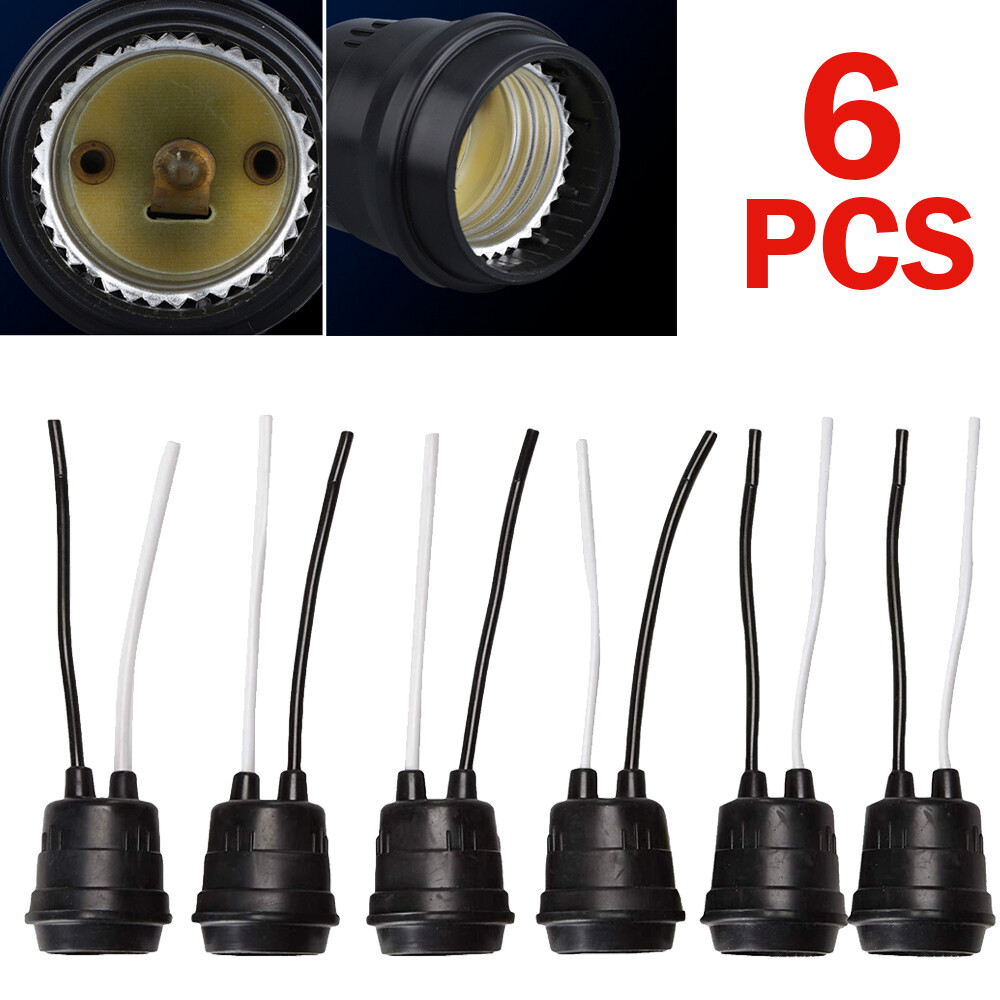 Waterproof Lamp Socket 6 Pack Black Pigtail Lamp Holder Socket E27