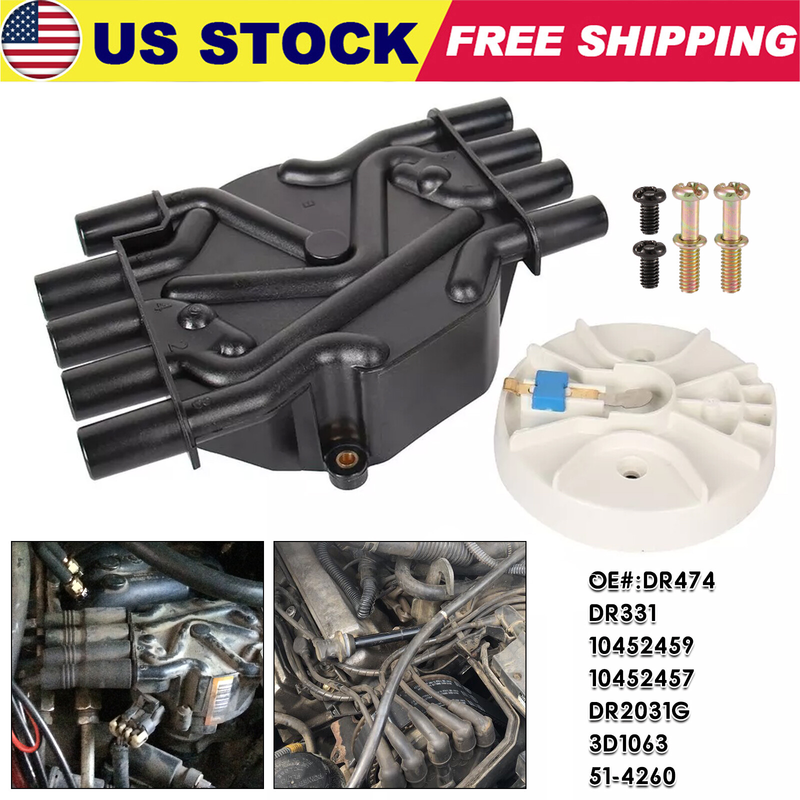 Ignition Distributor Cap & Rotor for Chevrolet Vortech GMC V8 5.0L 5.7L DR474
