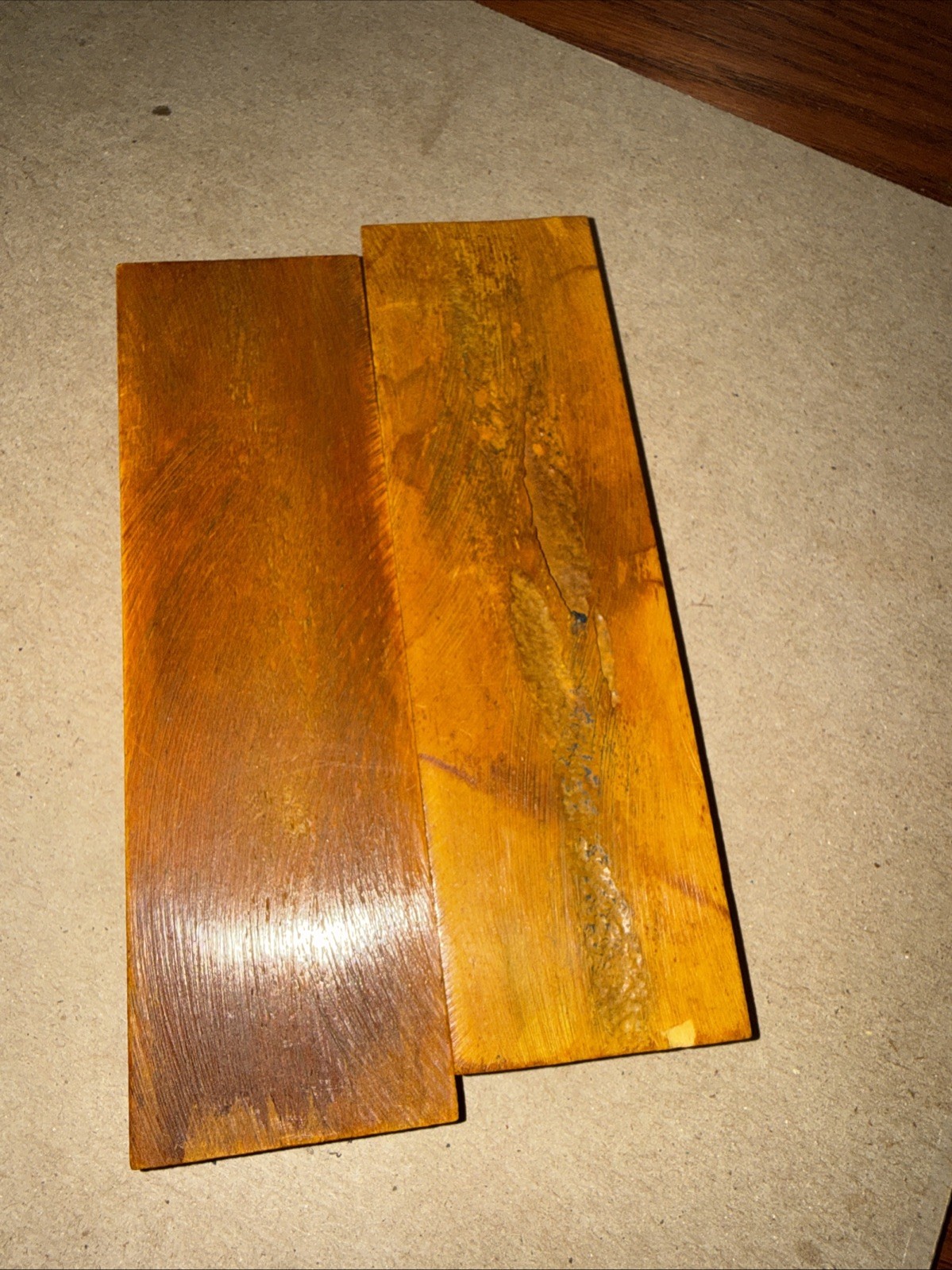 Matched Pair Stabilized Dyed Giraffe Bone Knife Handle Scales 5” X 1 1/2”