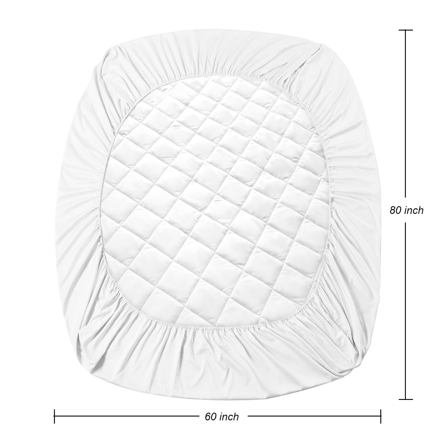 EIUE Quilted Mattress Pad - Lightweight Yet Substantial, Elastic Queen, White