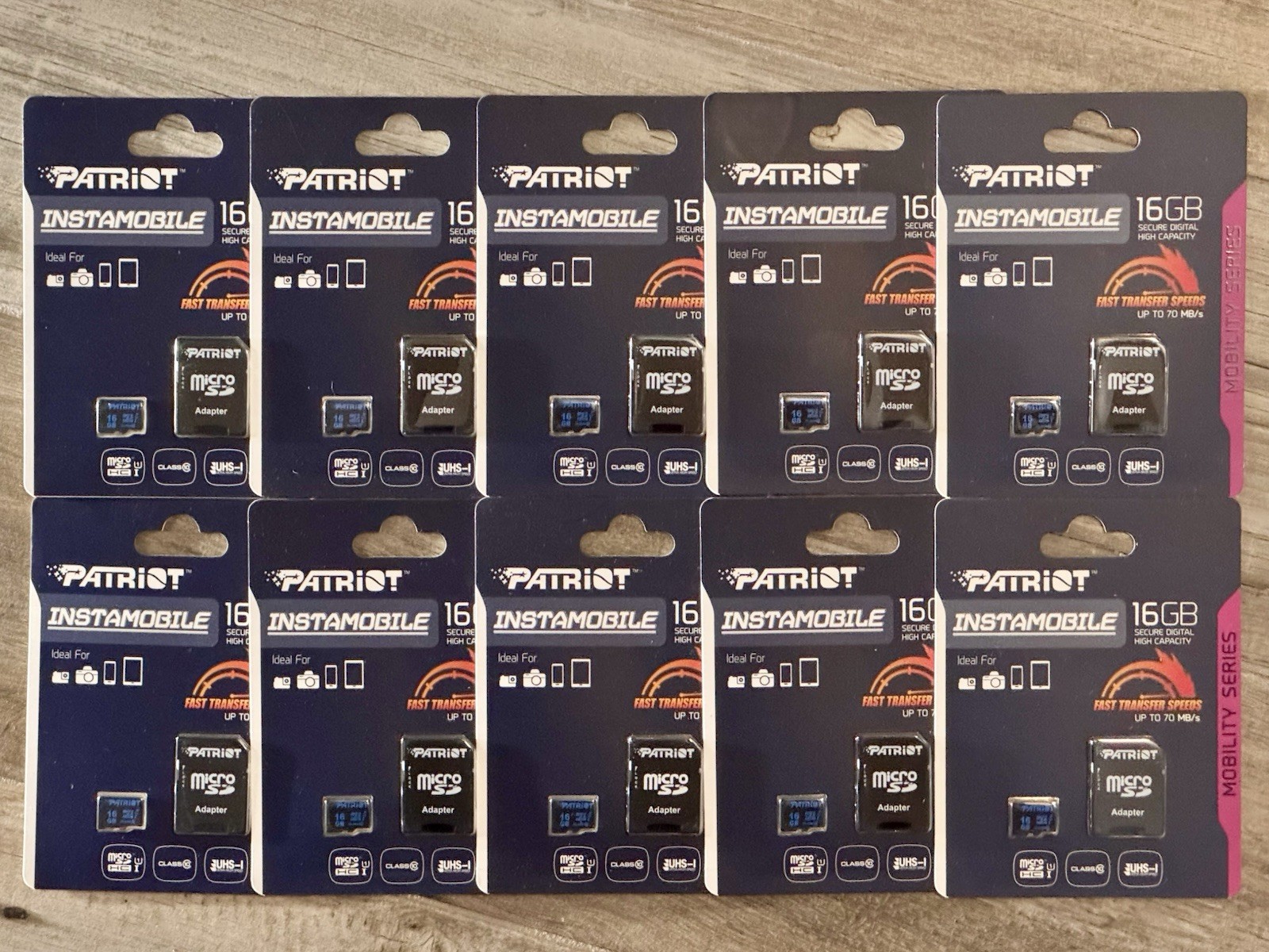 10 Pack - 16GB MicroSD Patriot Instamobile Class 10 Memory Cards MicroSDHC