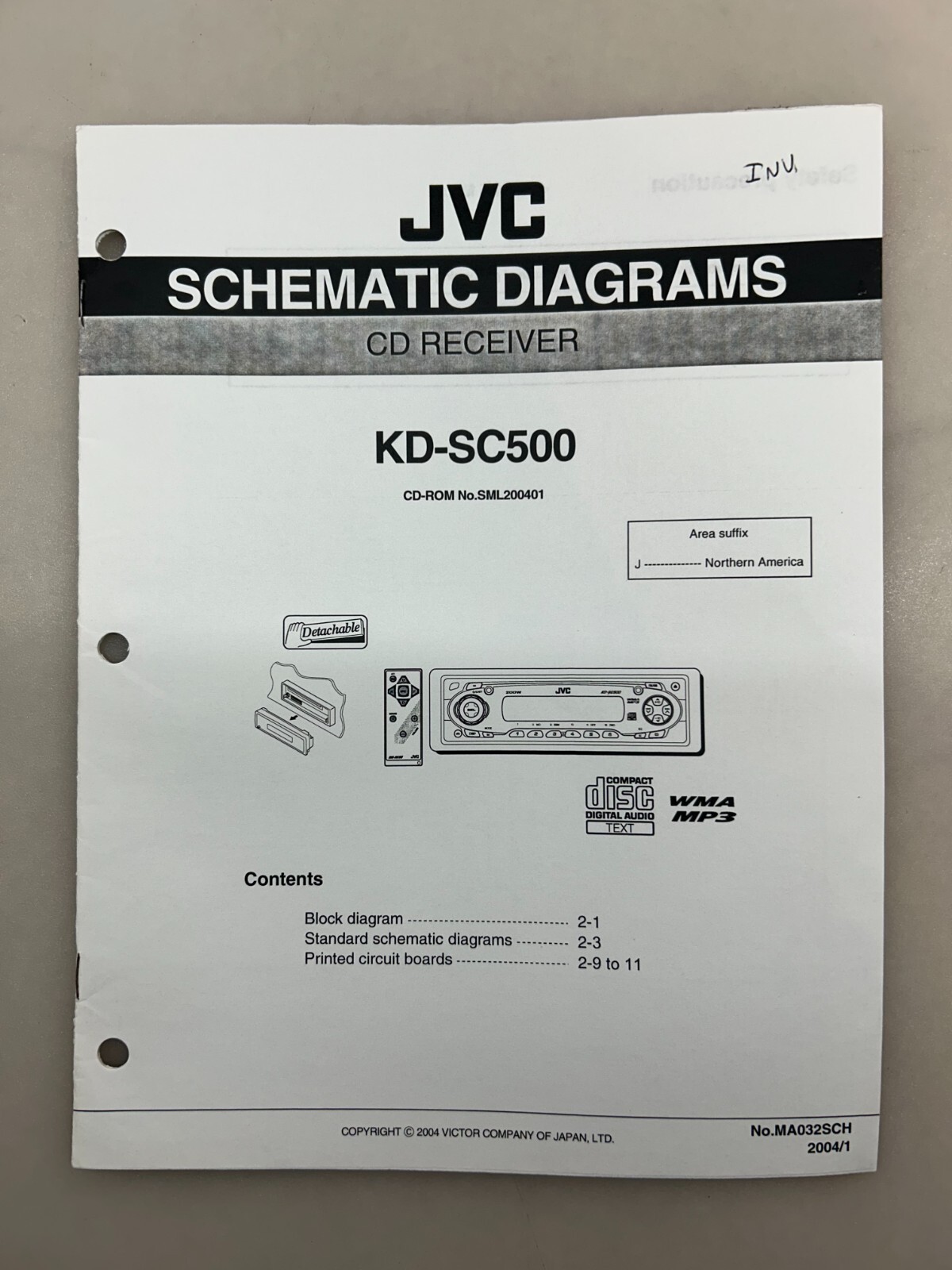 JVC KD-SC500 Original Schematics Free Shipping