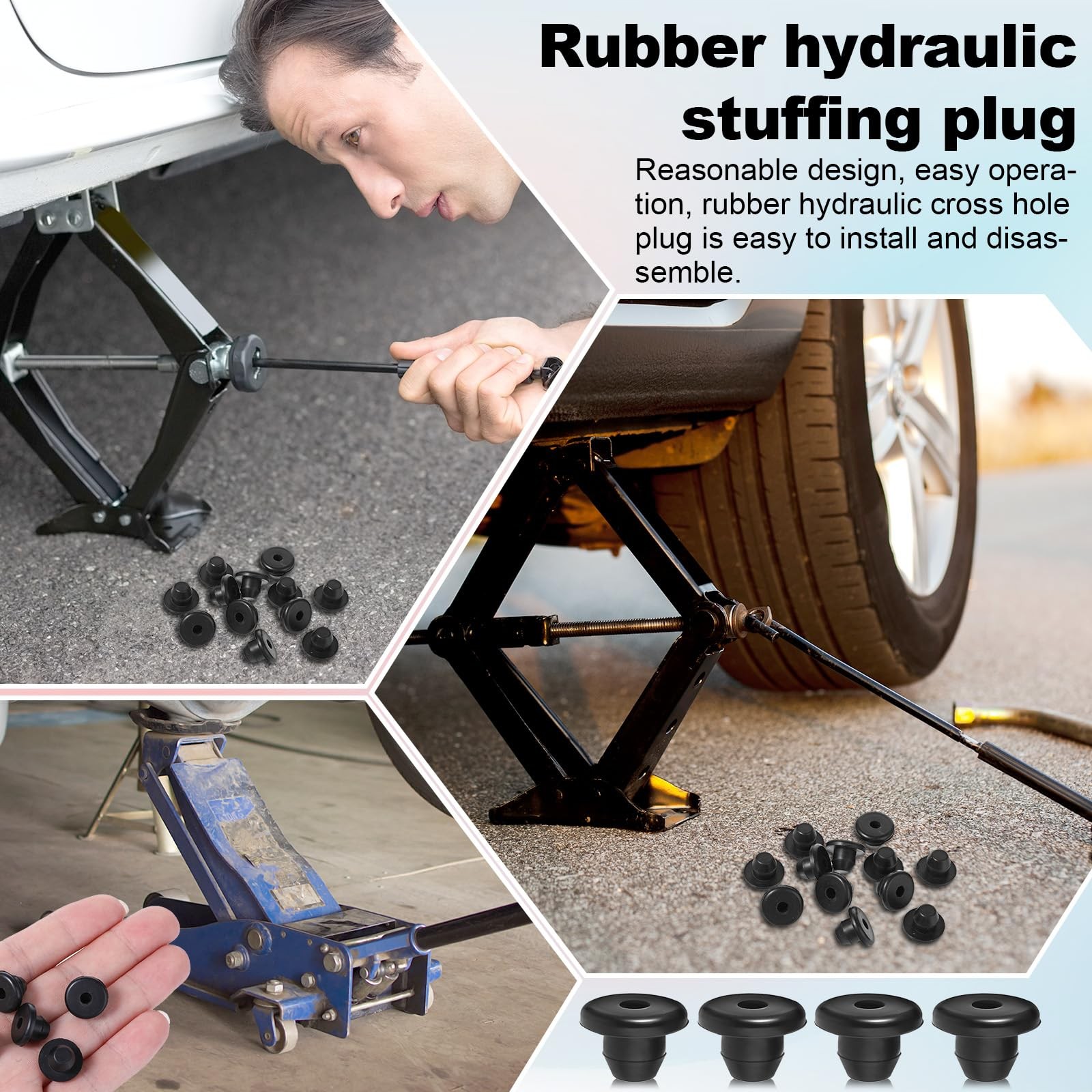 12 Pack Rubber Jack Oil Plug, Hydraulic Plug One size, Black