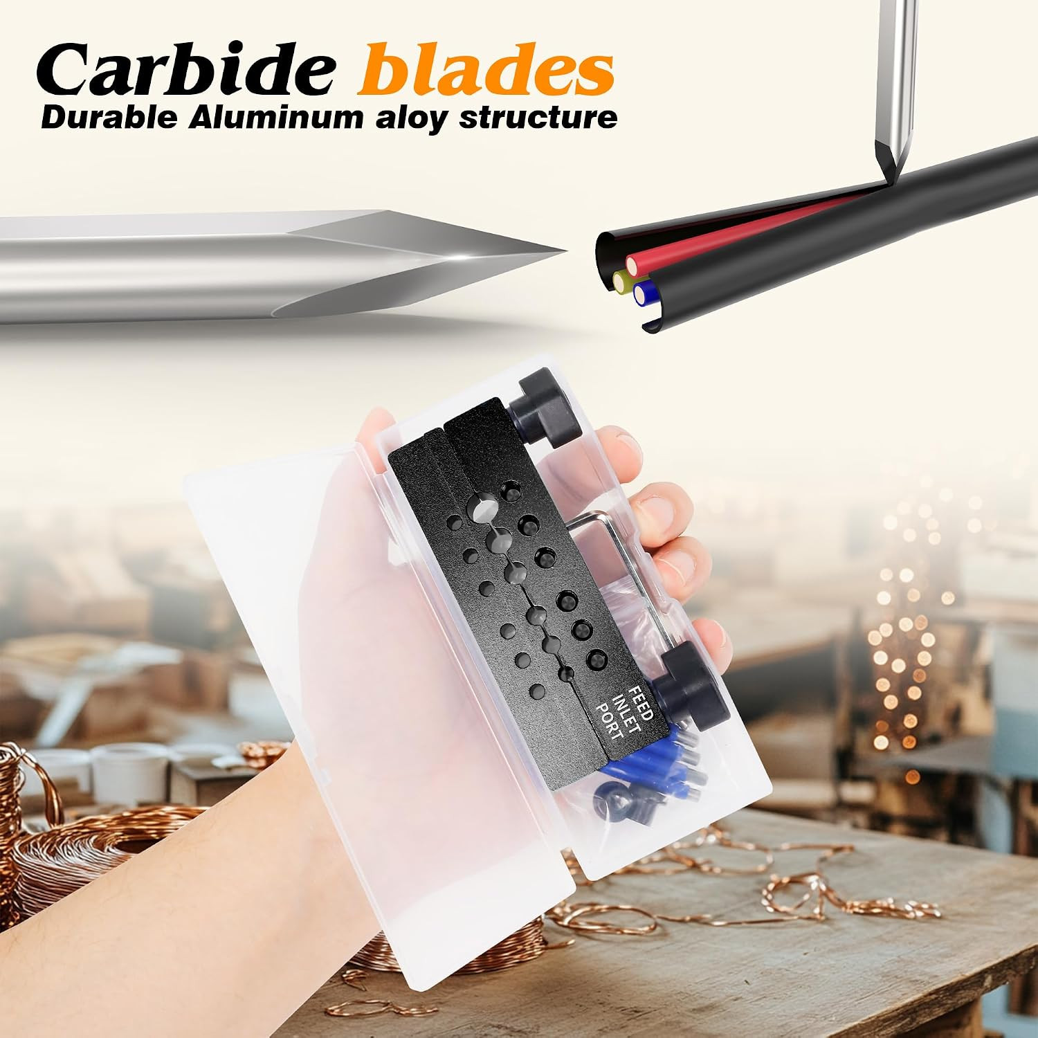 Split-Type Scrap Copper Wire Stripper Machine Kit with 6 Tungsten Carbide Tri-Bl