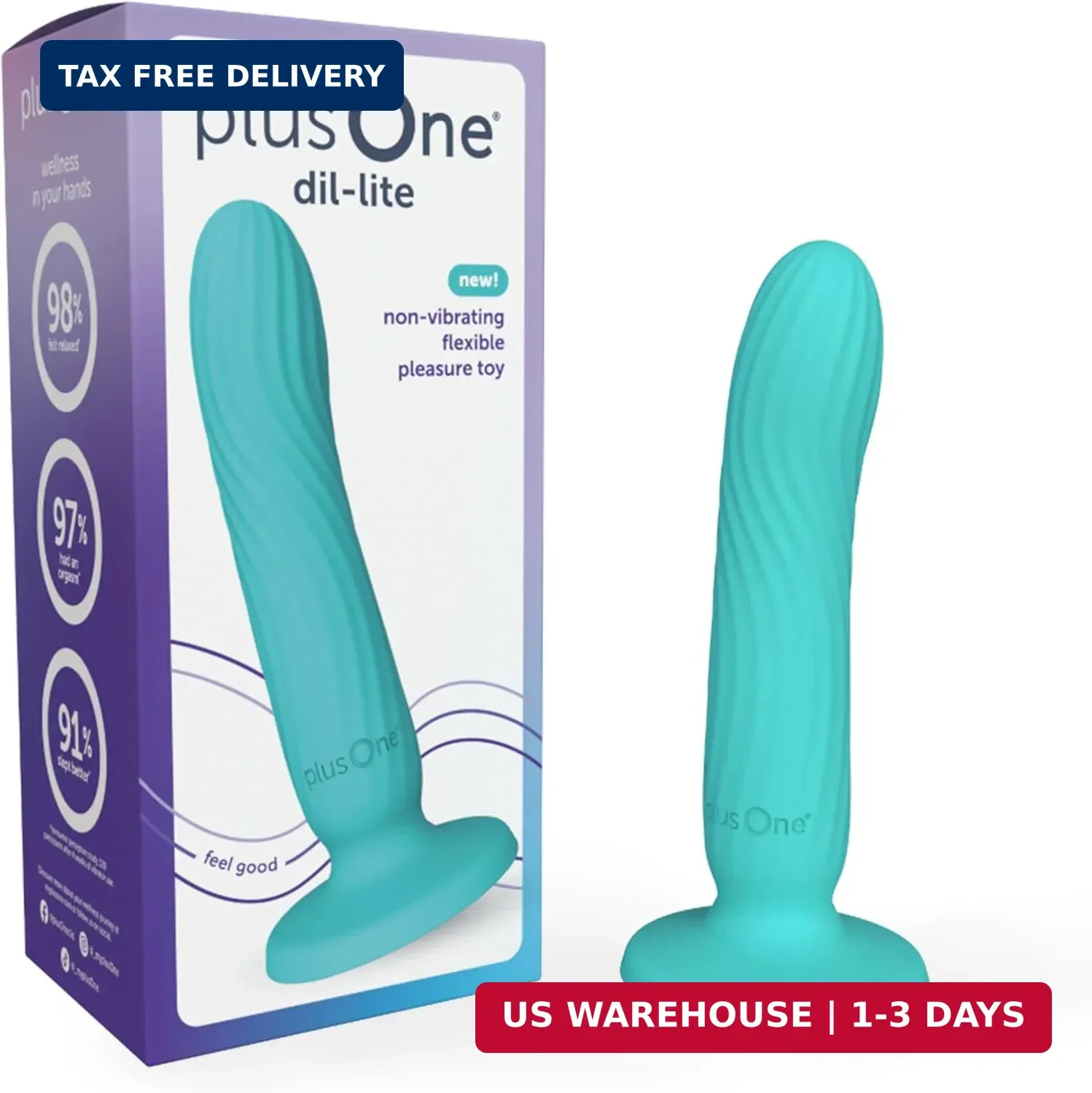 plusOne Dil-lite Internal Stimulator, Flexible and Non-Vibrating Dildo with Suct