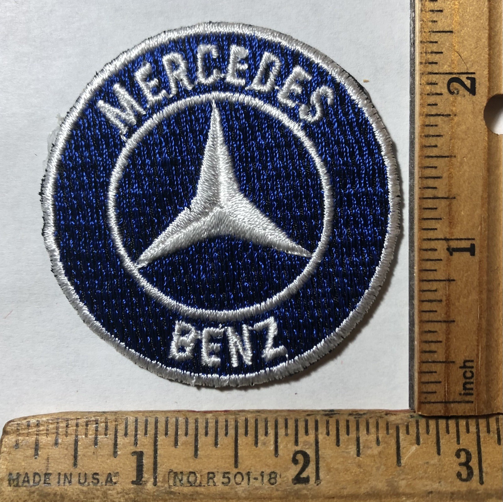 Vintage Original Mercedes Benz Logo 2.25” Blue Patch Iron On Dealership Racing