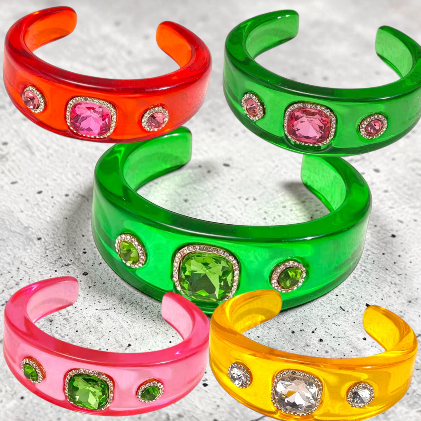 Rhinestone Resin Cuff Bracelet