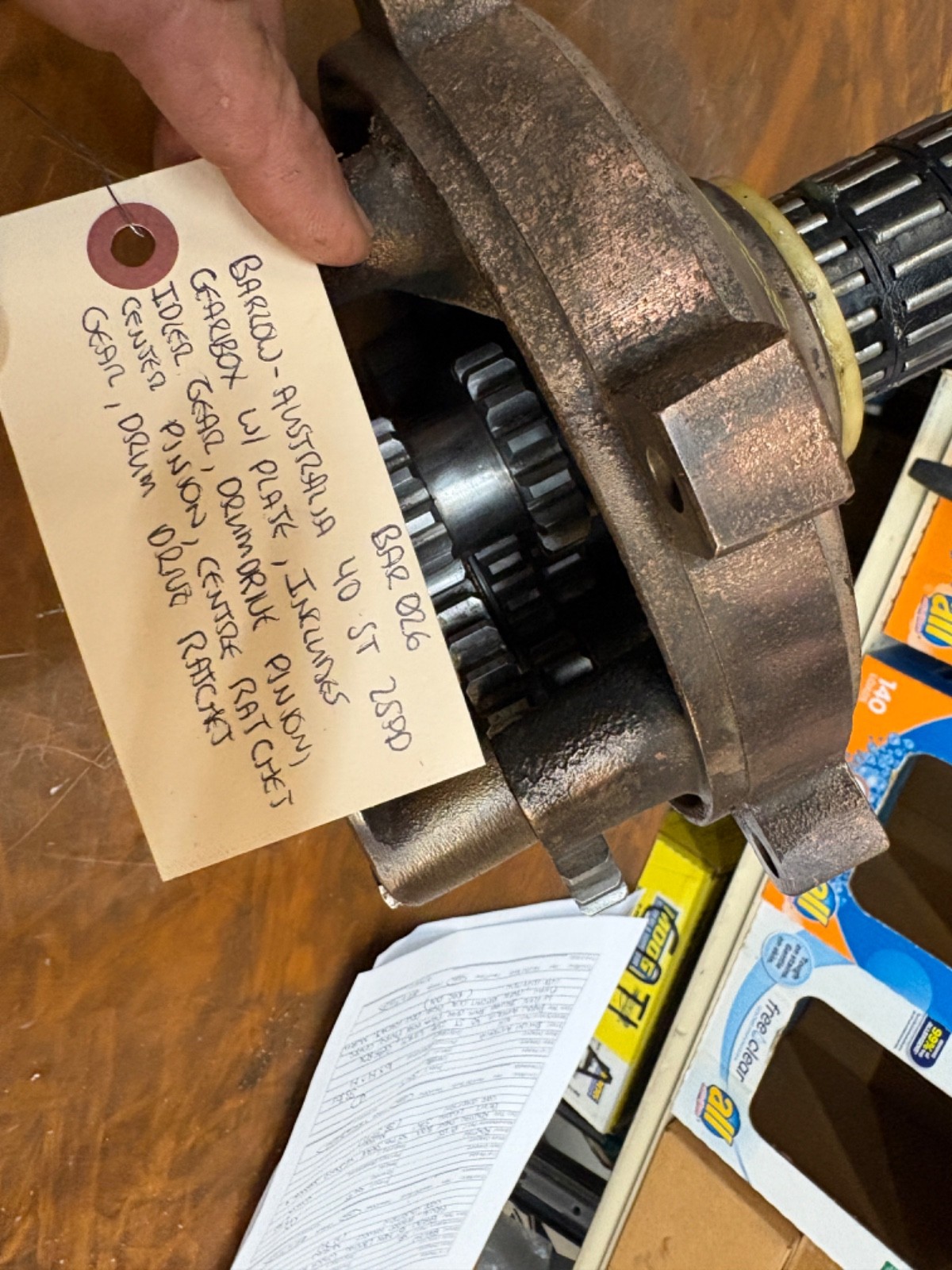 BARLOW AUSTRALIA 40 ST 2 SPD WINCH GEAR BOX W/ PLATE...