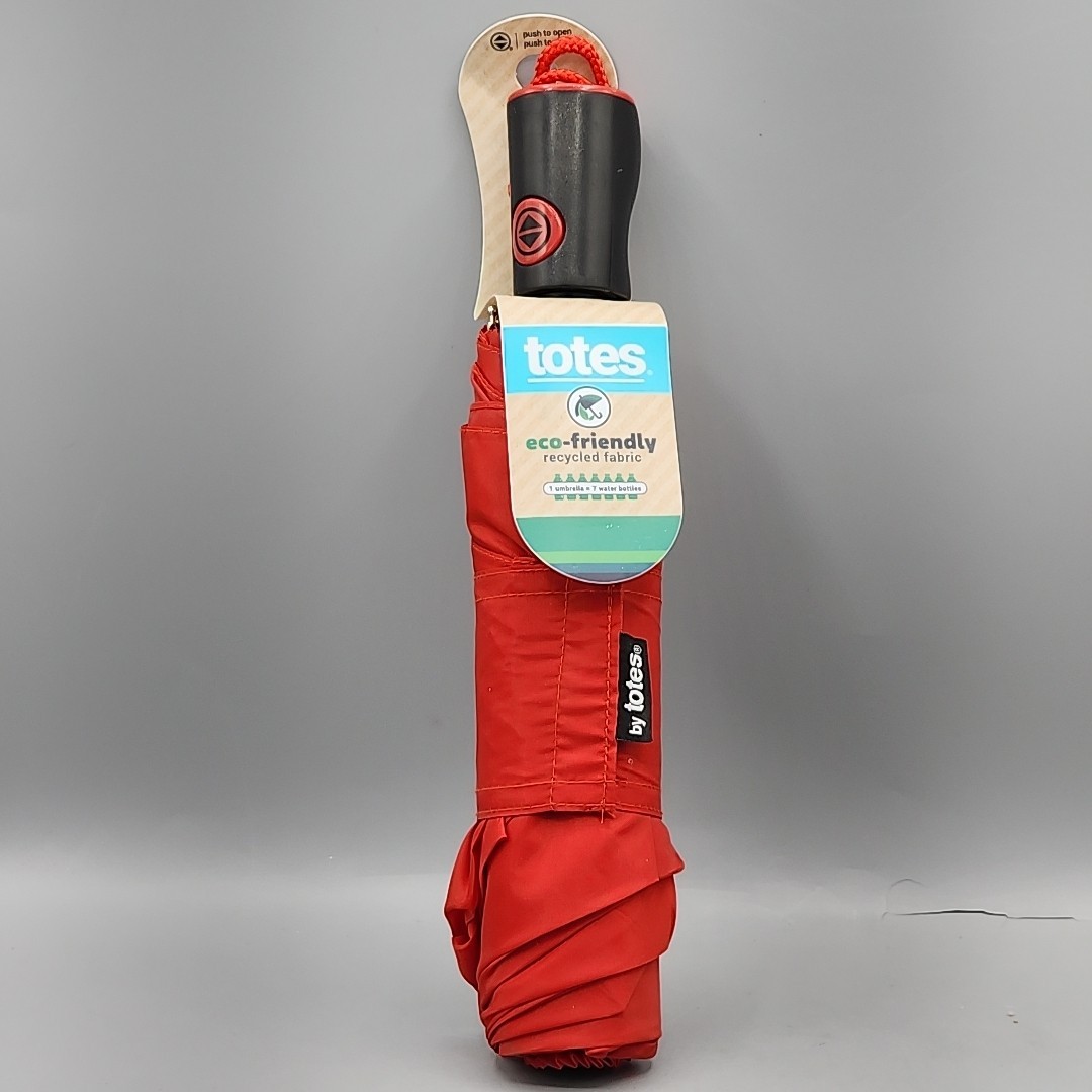 Totes Auto Open Umbrella with 42" Coverage 1 Person New Red Color