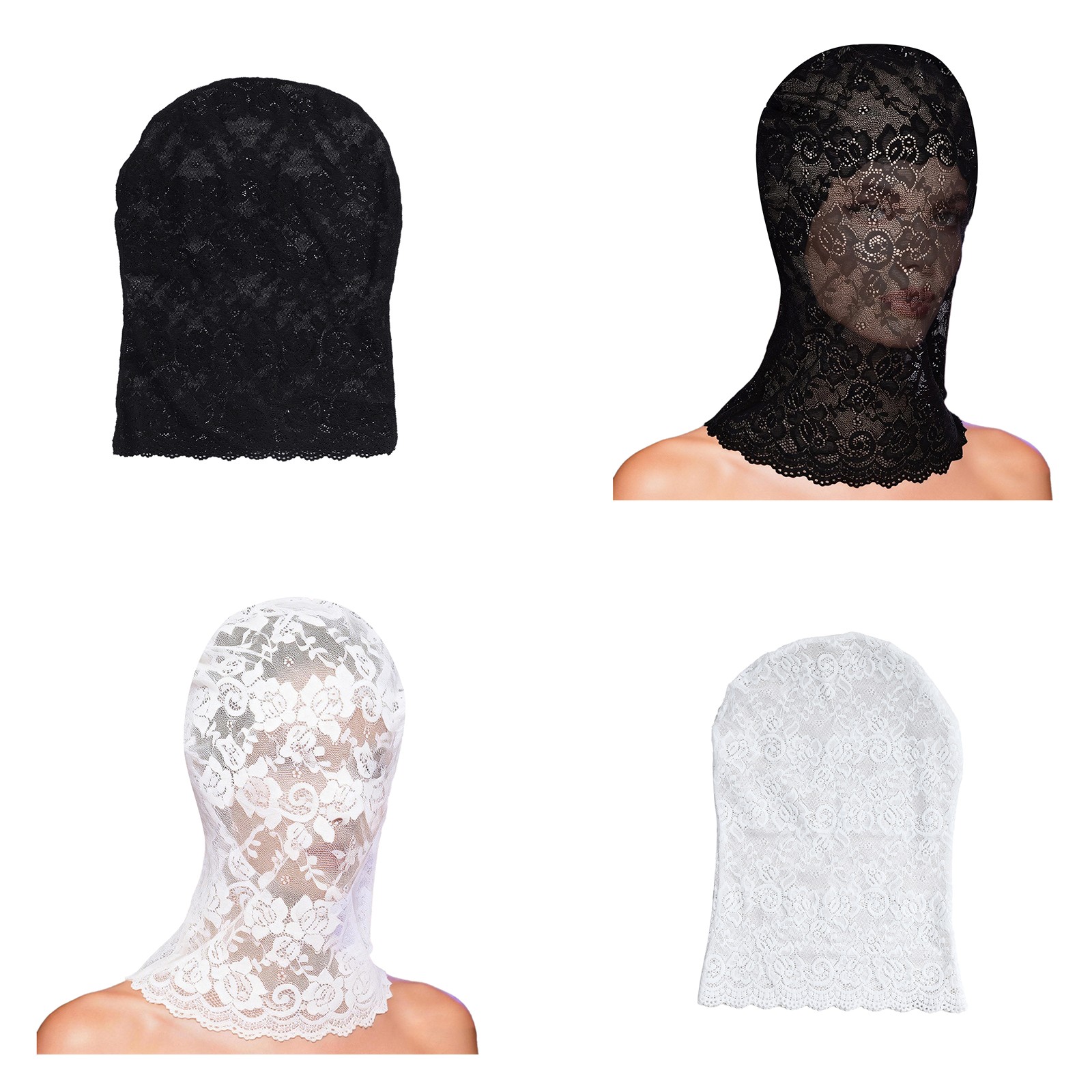 1Pc Womens Lace Mask Full Face Mask Masquerade Hollow Out See-Through Lace Hood