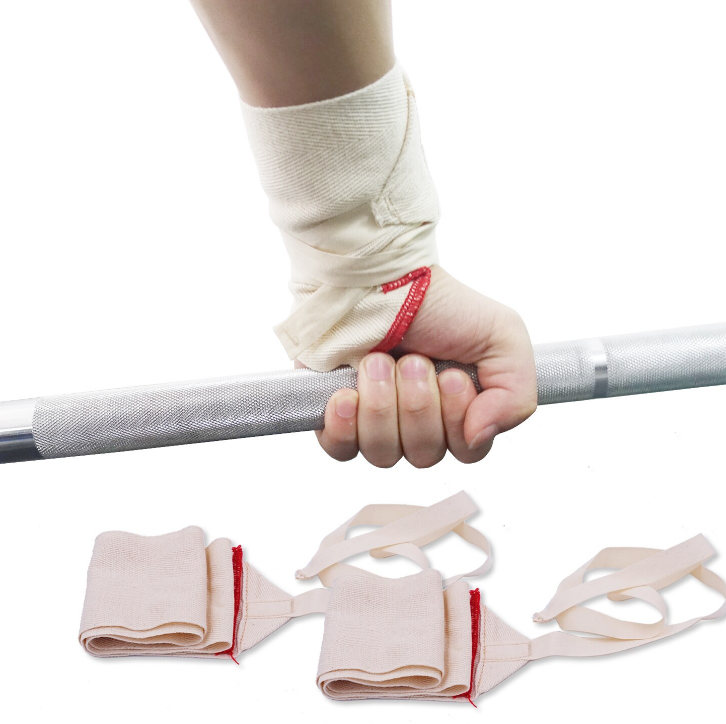 1 Pair Cotton Beige Bandage Breathable Wrist Wrap Compression Strap Support Gym