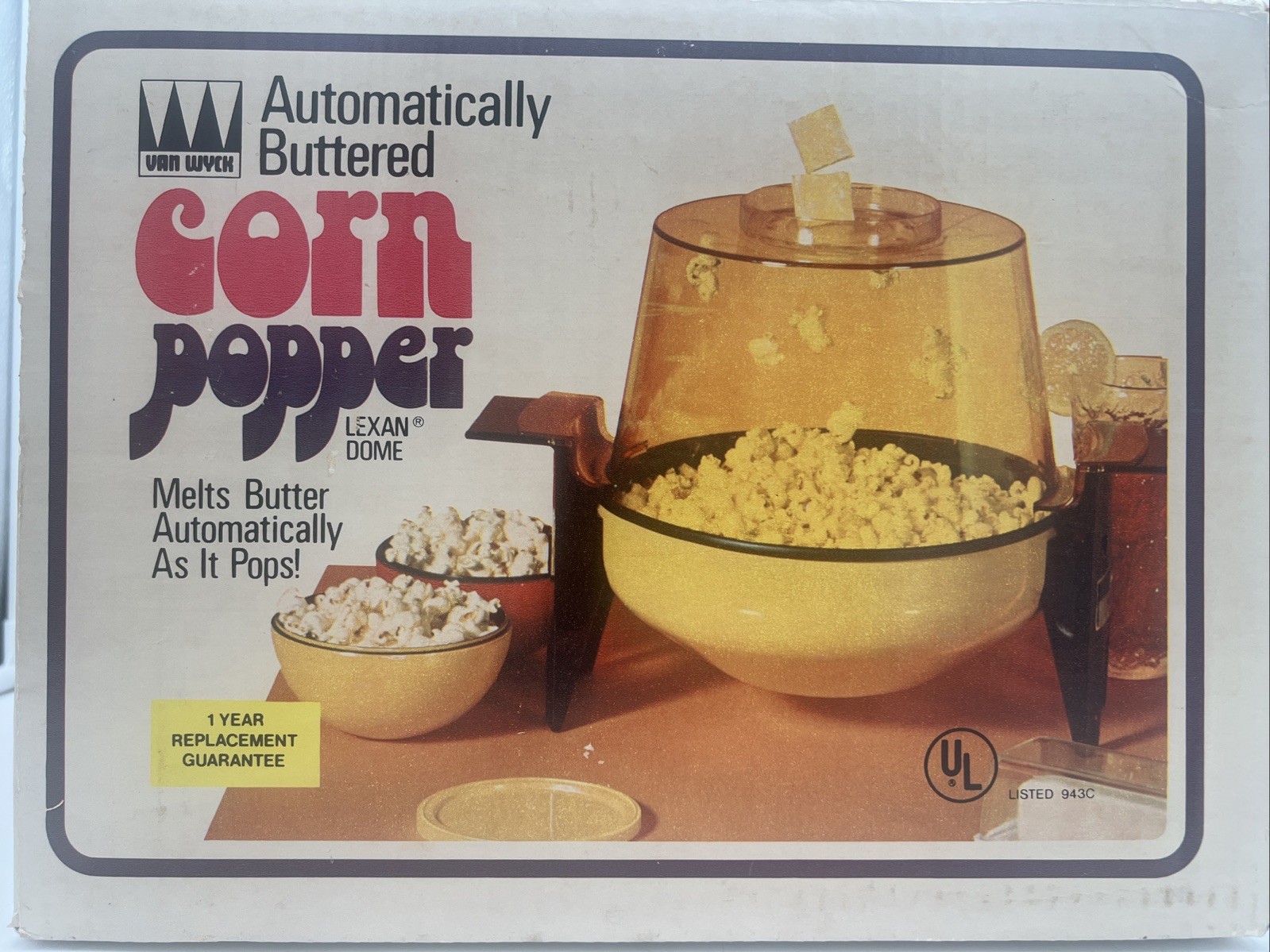 Vintage 1970’s Van Wyck Pop 'A Long Popcorn Corn Popper, RARE, COMPLETE IN BOX!
