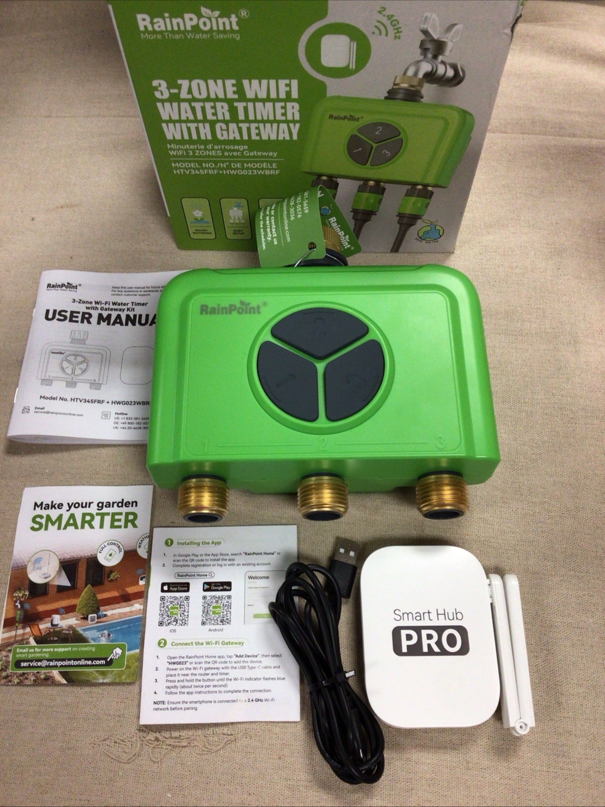 3 Zone WiFi Water Timer with Smart Gateway, Brass Inlet/Outlet WiFi Sprinkler