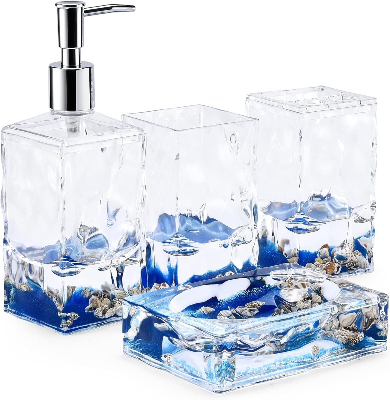 Shell Bathroom Accessory Set - 4 Piece Acrylic
