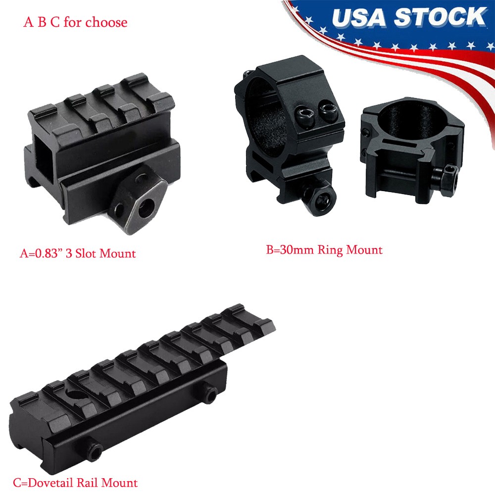 Dovetail to Picatinny Scope Extend Mount/0.83 Inch 3 Slot Mount/30mm Ring Mount