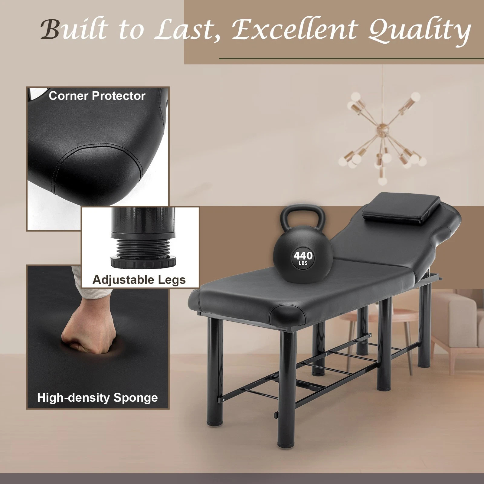 Professional Massage Therapy Table HeavyDuty Salon Beauty Bed Adjustable Backres