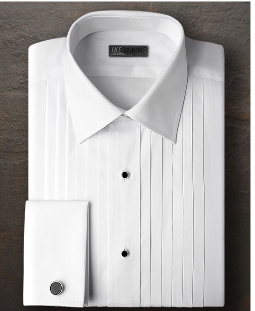 SALE New IKE BEHAR 100% COTTON French Cuff Spread Tuxedo Shirt FREE Cuff Links &