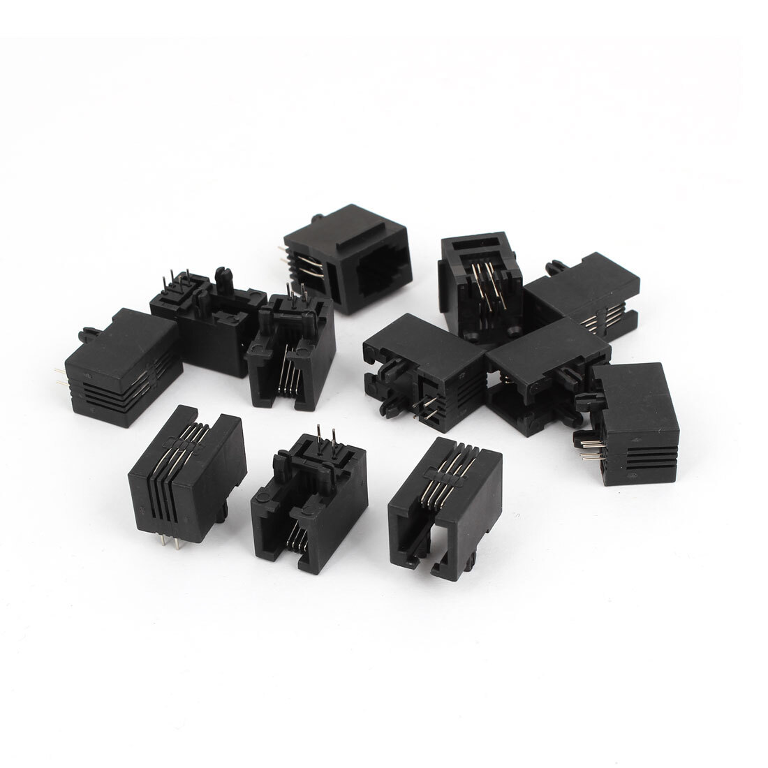 12Pcs 4 Pins PCB Mounting Type RJ9 RJ10 RJ22 4P4C Modular Telephone Jack Socket