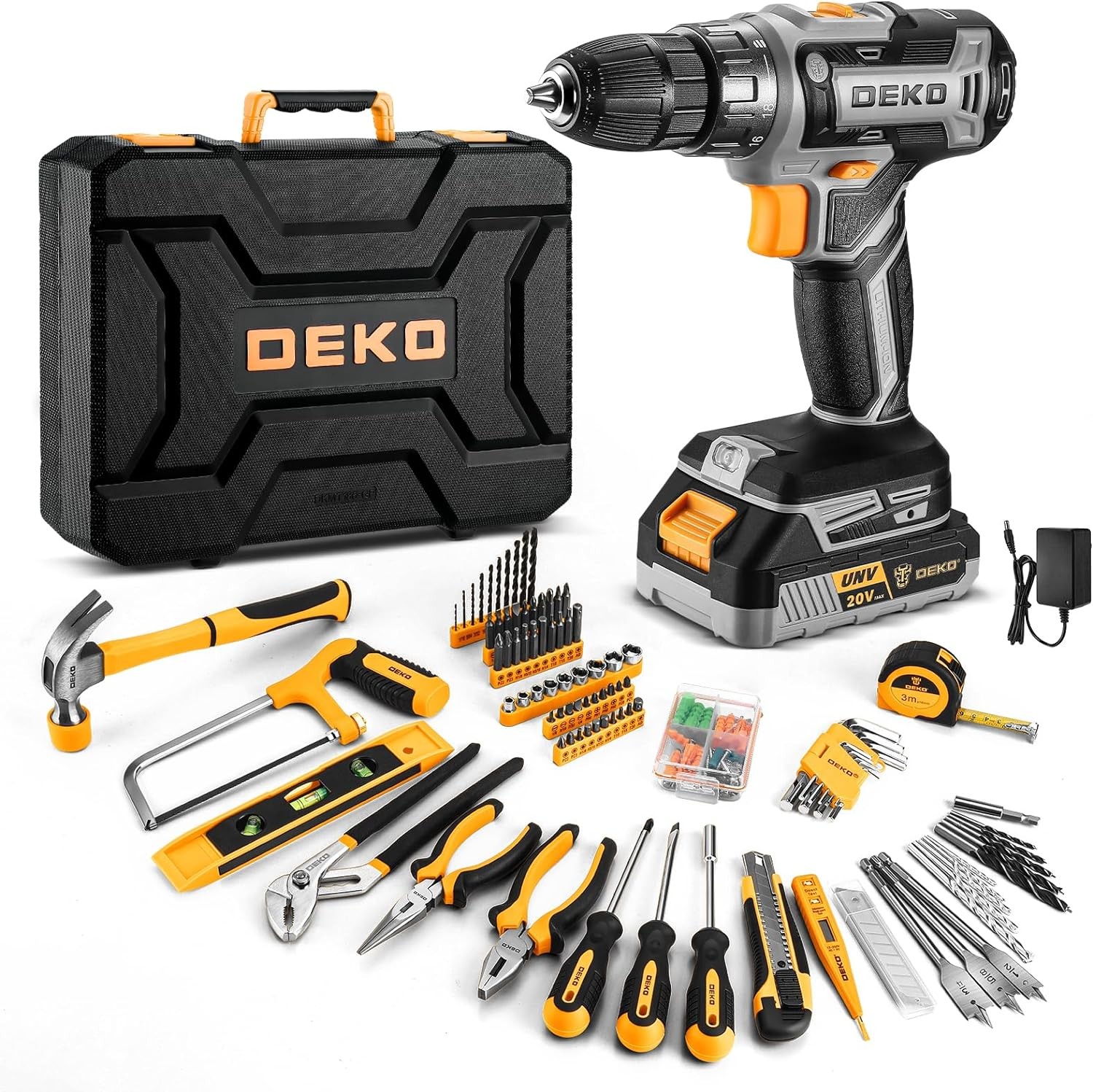 Cordless Drill Tool Kit Set: 20V Power Drill Tool Box