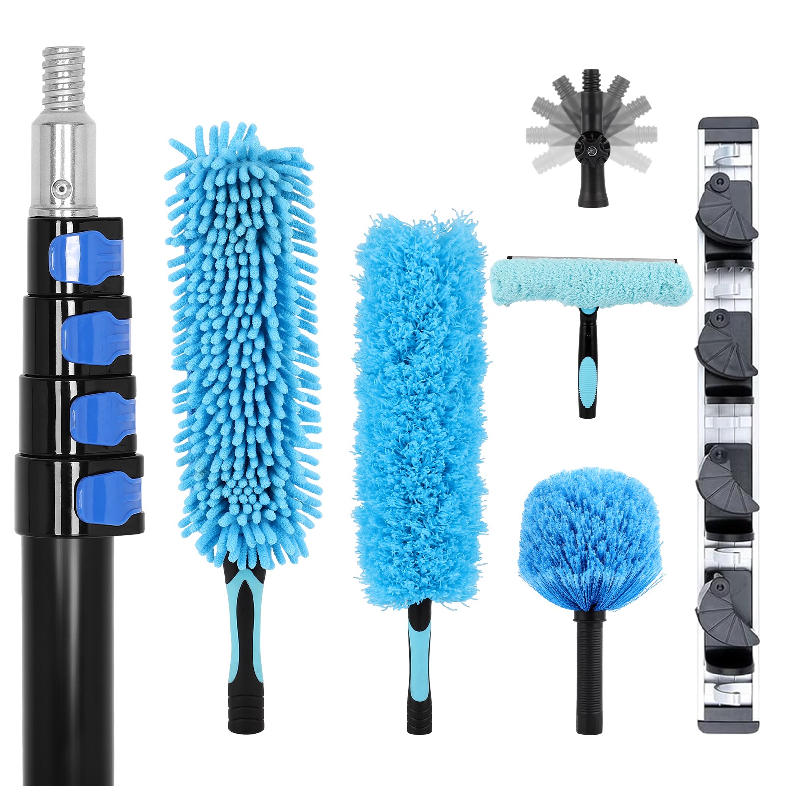 30 Foot High Ceiling Fan Duster Washable Dust Brush with 5-24ft Extension Pole