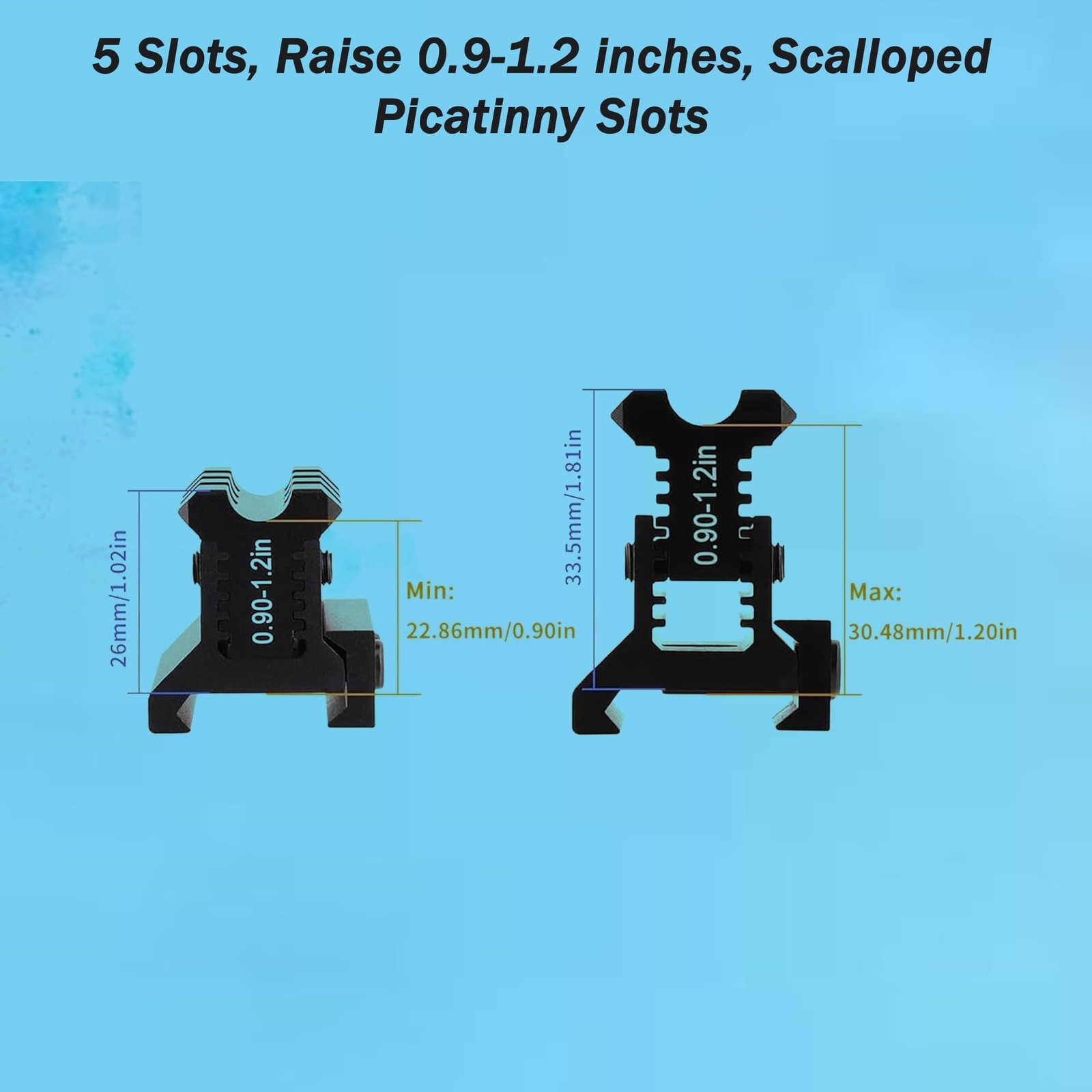 360 Tactical Picatinny Riser Mount Adjustable Height Lockdown Series with Qui...