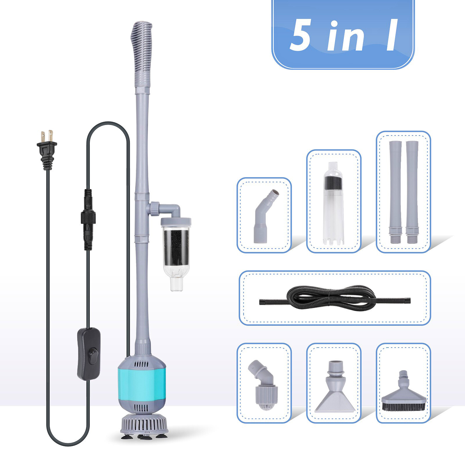 hygger Fish Tank Cleaner Electric Siphon Vacuum Aquarium Clean Pump Water Change