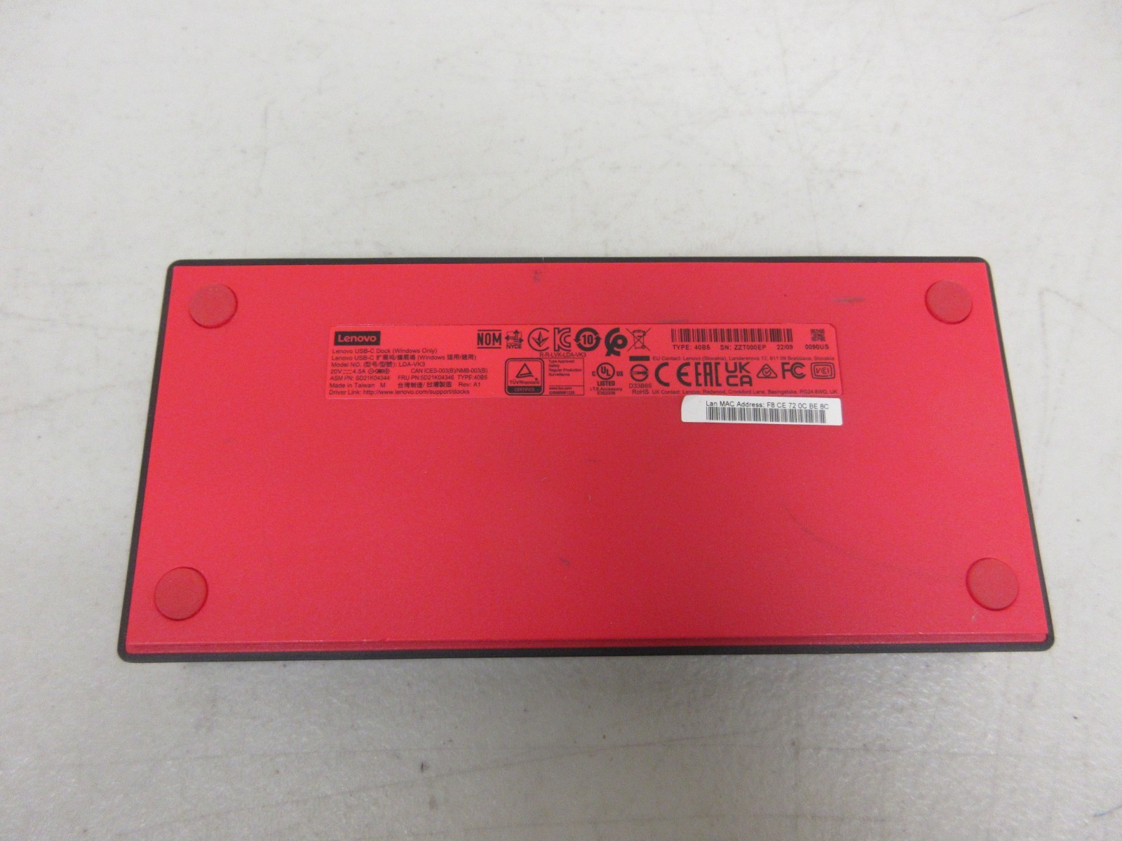 Lenovo USB C Dock LDA-VK3 Docking Station