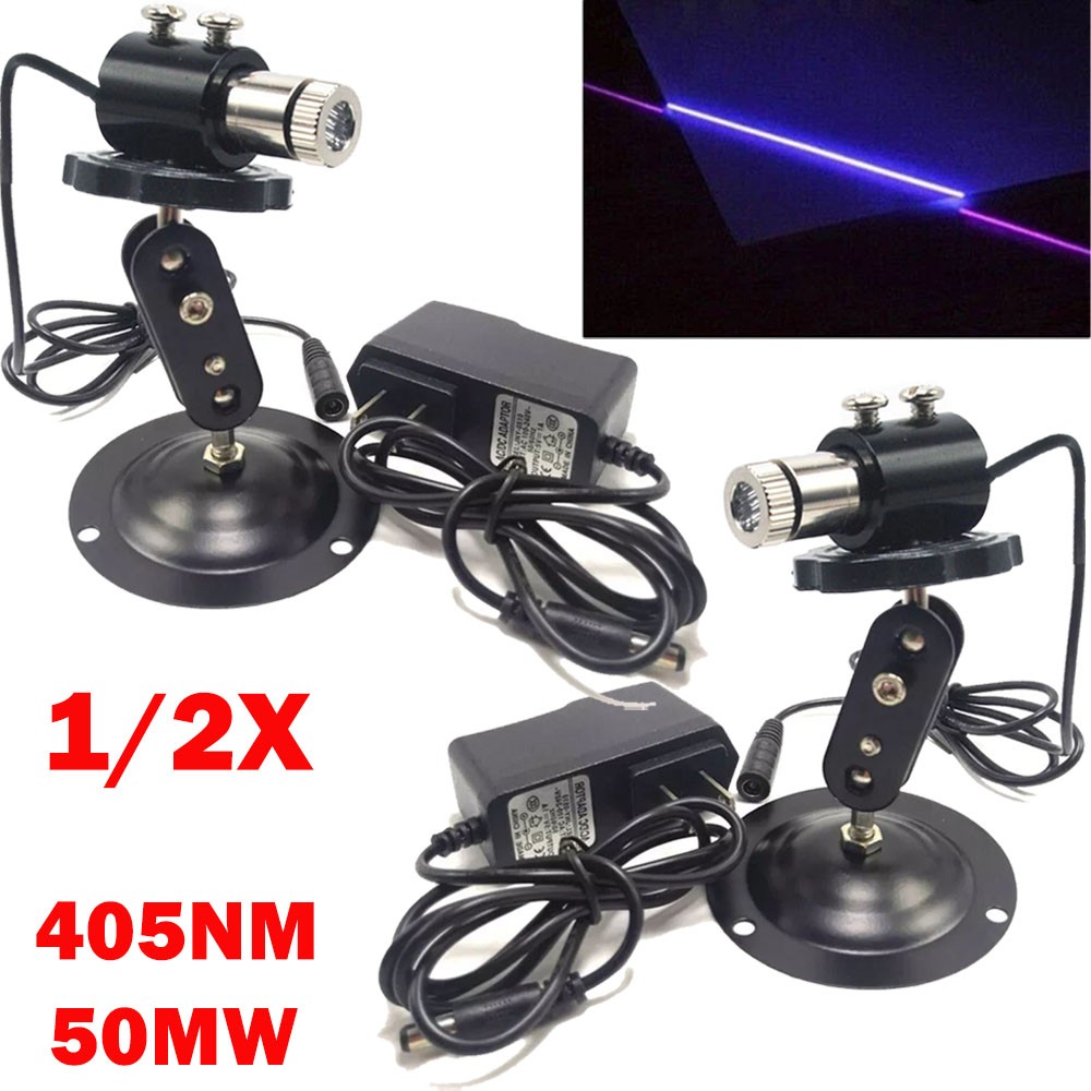 1/2Pack Purple 405nm 50mW Focusable Line Laser Diode Module & 5V Adapter/Holders