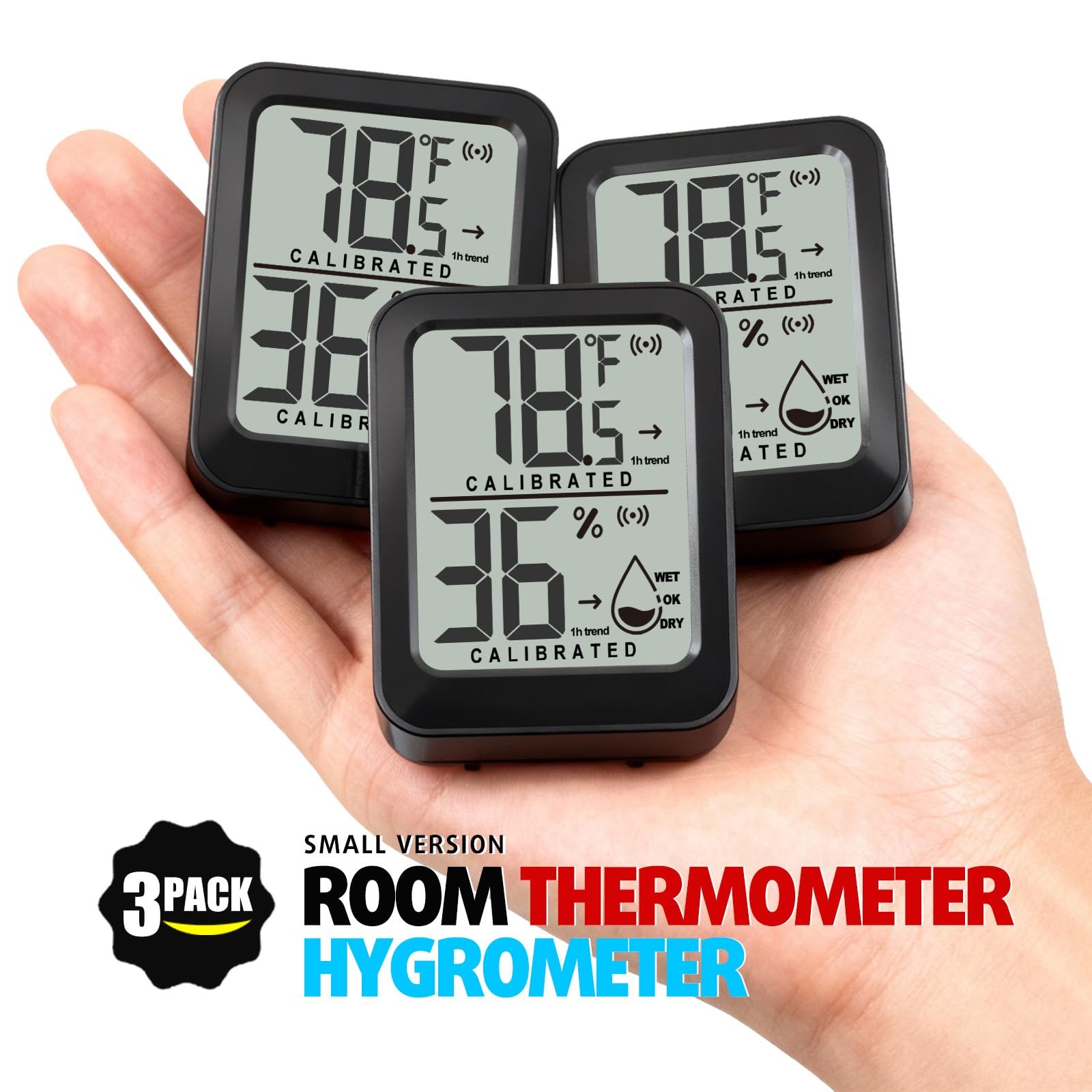 AyayaBoss 3 Pack Room Thermometer Indoor Hygrometer for Home, Digital Sensor ...
