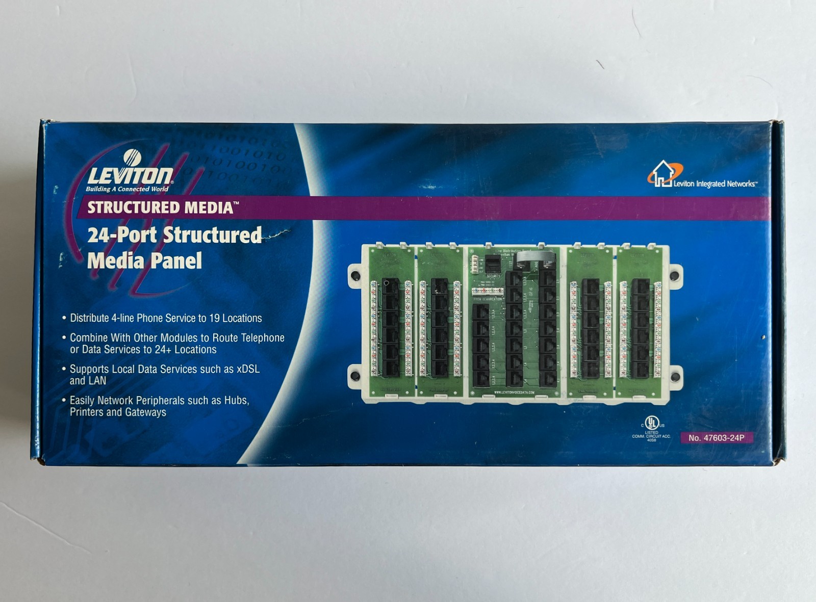 Leviton 47603-24P 24 Port Structured Media Panel 1 Phone Line 4 Voice/Data Board