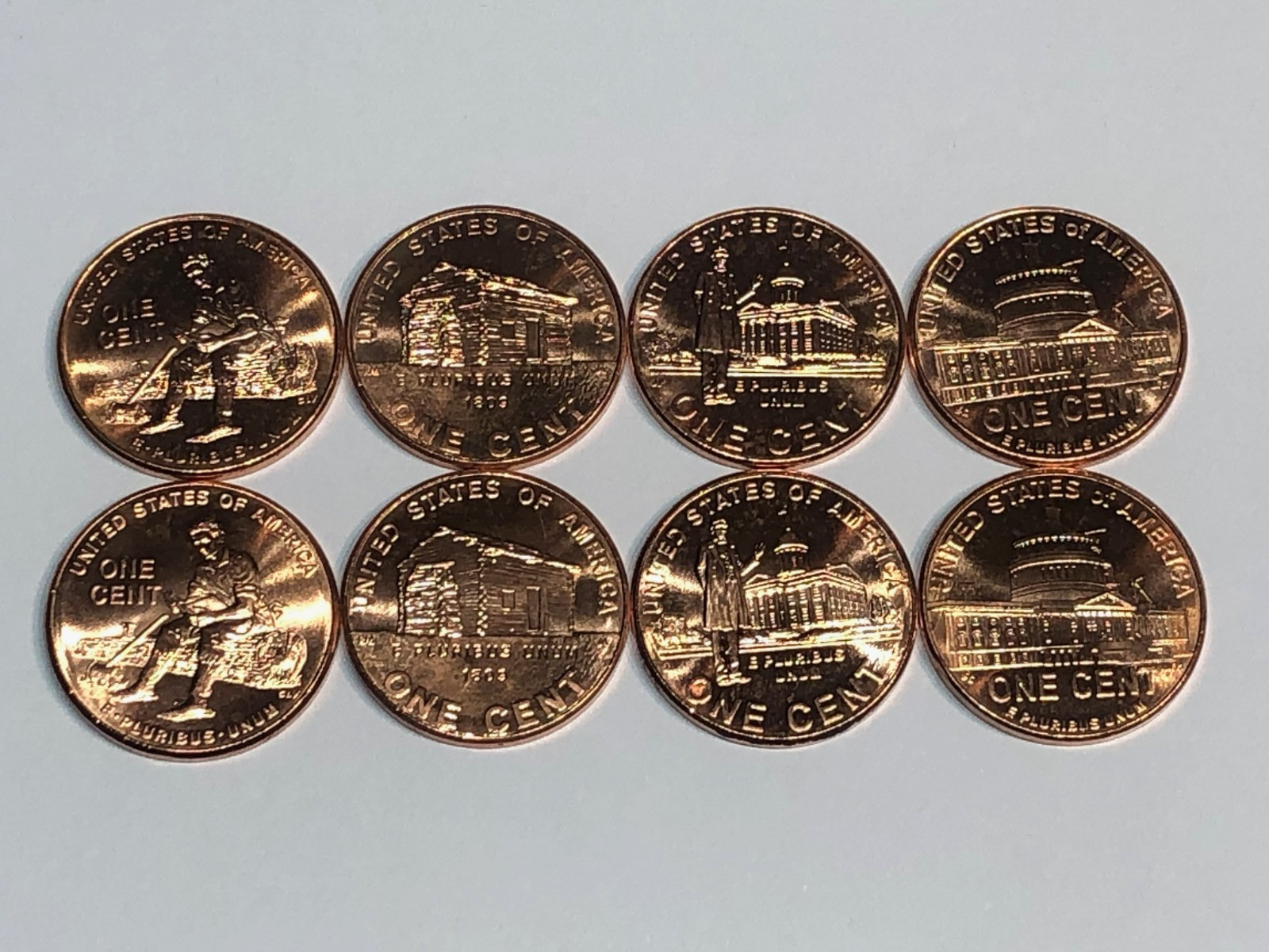Complete Set Lincoln Bicentennial 2009 Cents P&D - 8 x BU coins