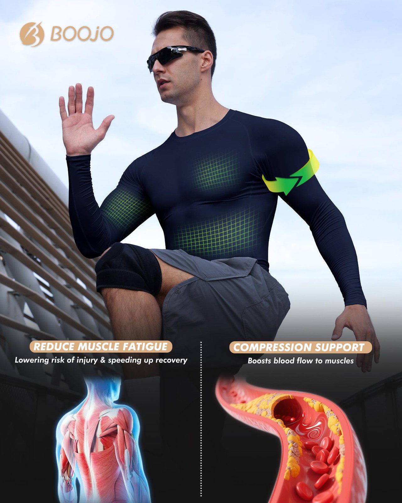 Compression Shirts for Men - Long Sleeve Black Workout Base Large,