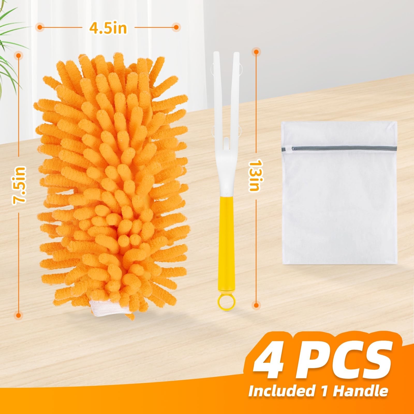 4 Pack Reusable Duster Refills for Swiffer, Microfiber 360 Heavy Duty Dusters...