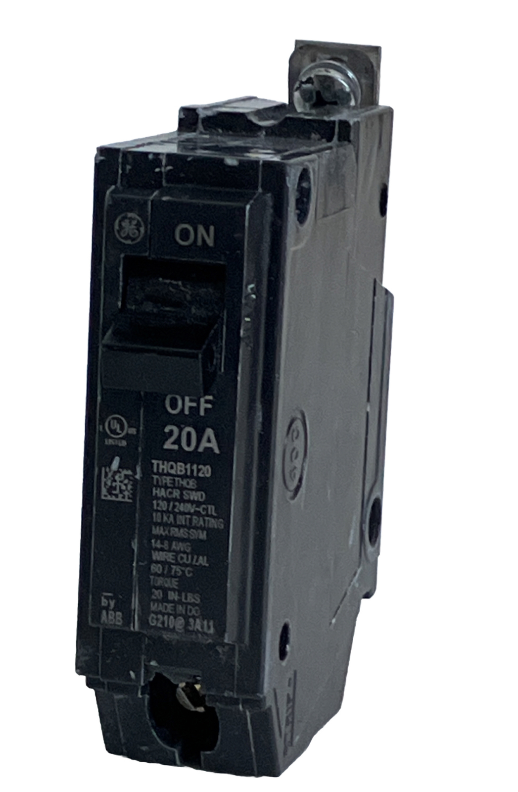 GE THQB1120 CIRCUIT BREAKER 20 AMP 120/240V 1P BOLT ON New Style w OEM bus Screw