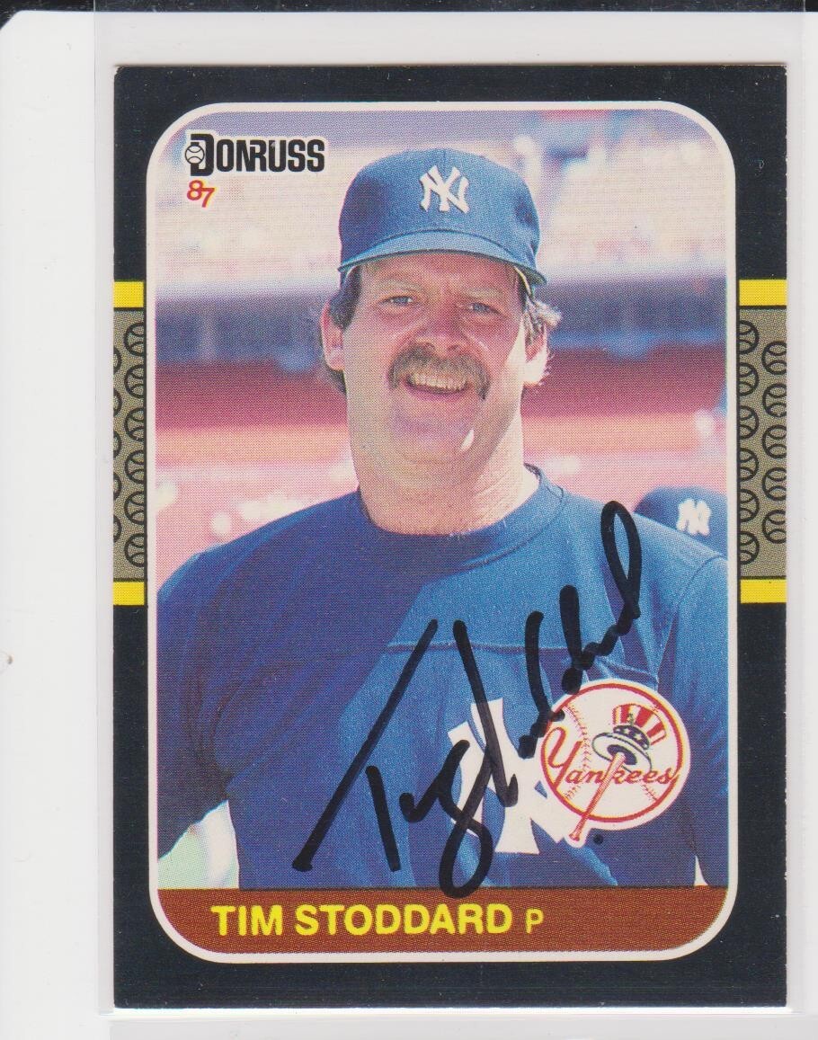 TIM STODDARD NEW YORK YANKEES 1987 DONRUSS #497 AUTOGRAPHED CARD DINGED CORNERS