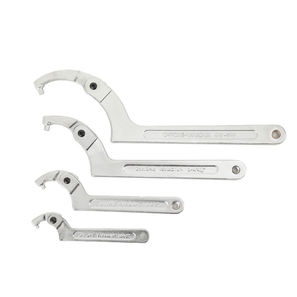 Adjustable Spanner Hook Wrench C Pin Spanner for Hydraulic Ram Cylinder 4 PCS