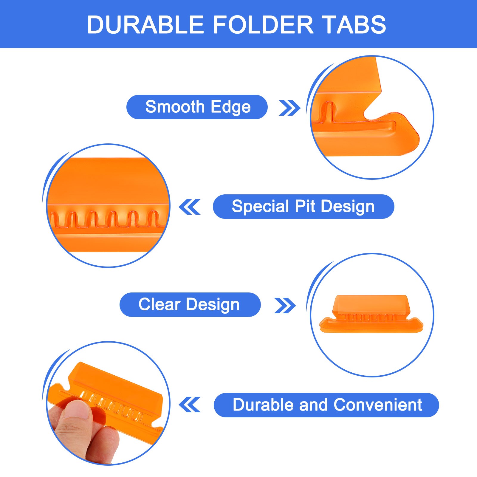 Hanging File Folder Tabs 2 Inch File Folder Tabs and Inserts Orange 50Pcs