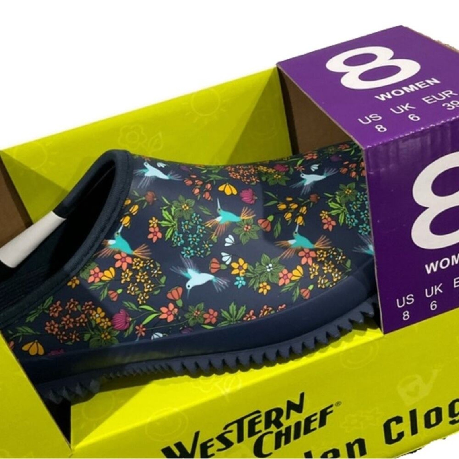 Western Chief Women's Shoes Garden Clog Blue Hummingbird Size 8 NEW