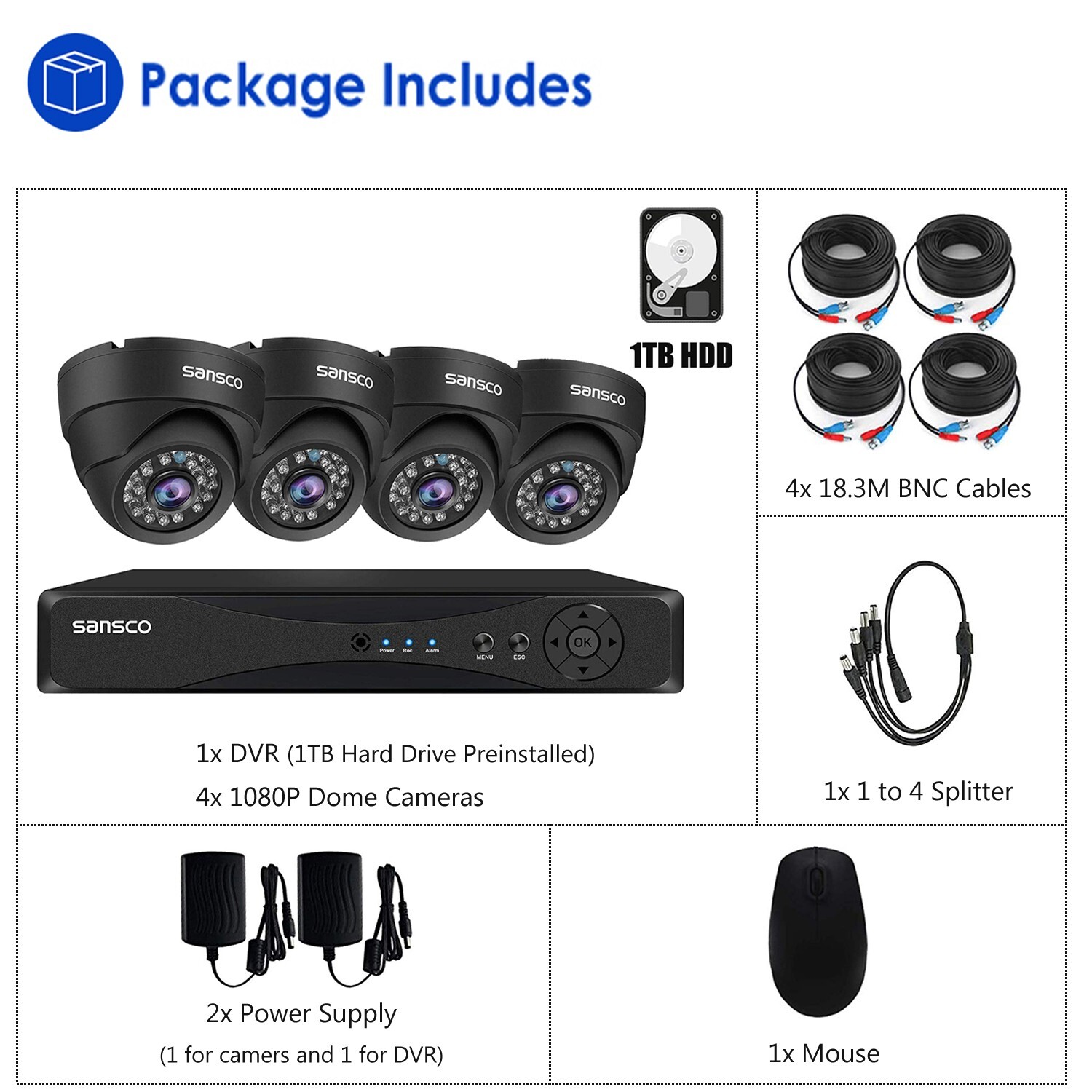 5MP DVR Outdoor Wired CCTV Security Camera System 5MP Dome Waterproof Camera