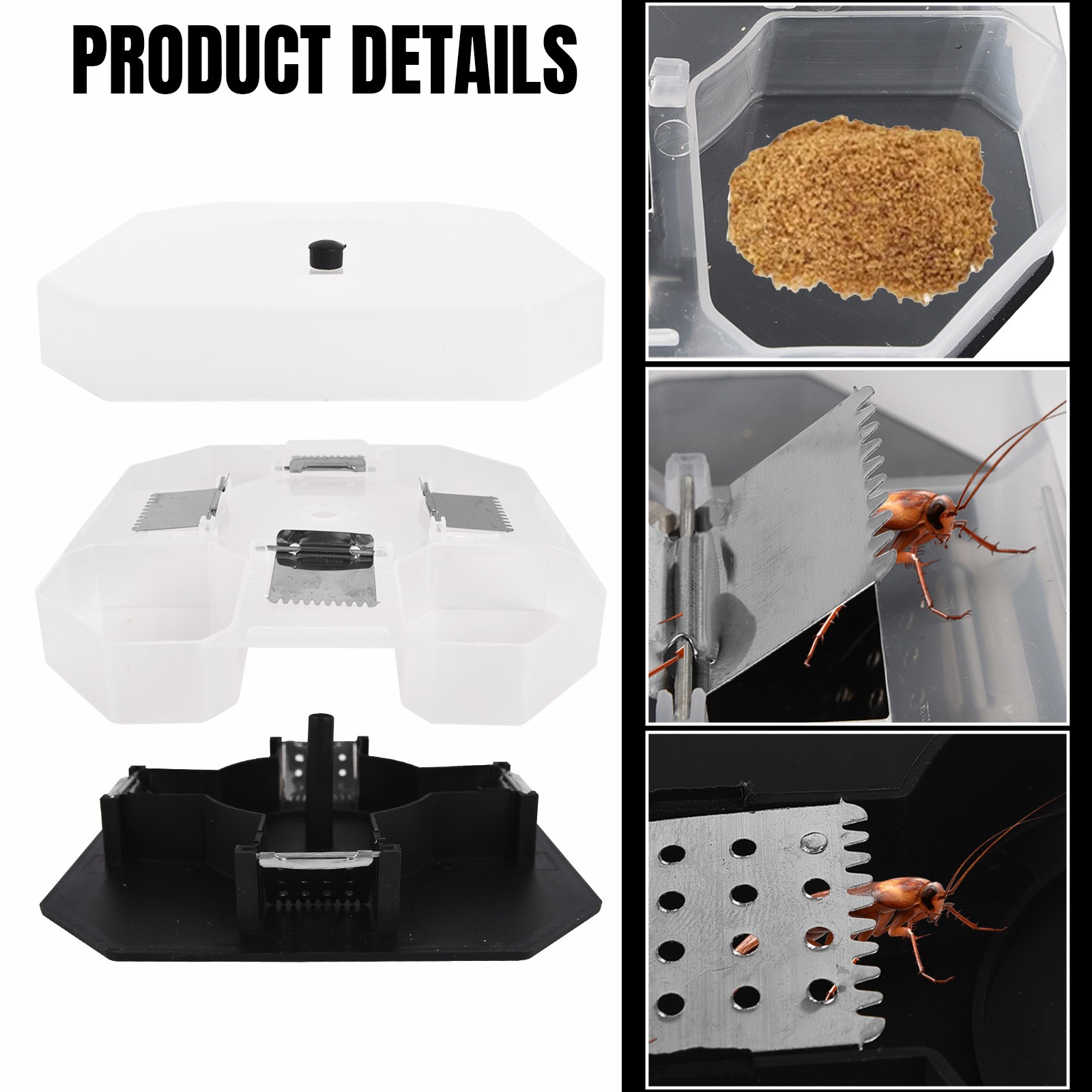 Cockroach Trap Box Reusable Eco-Friendly Roach Catcher Trap for Indoor Kitchen